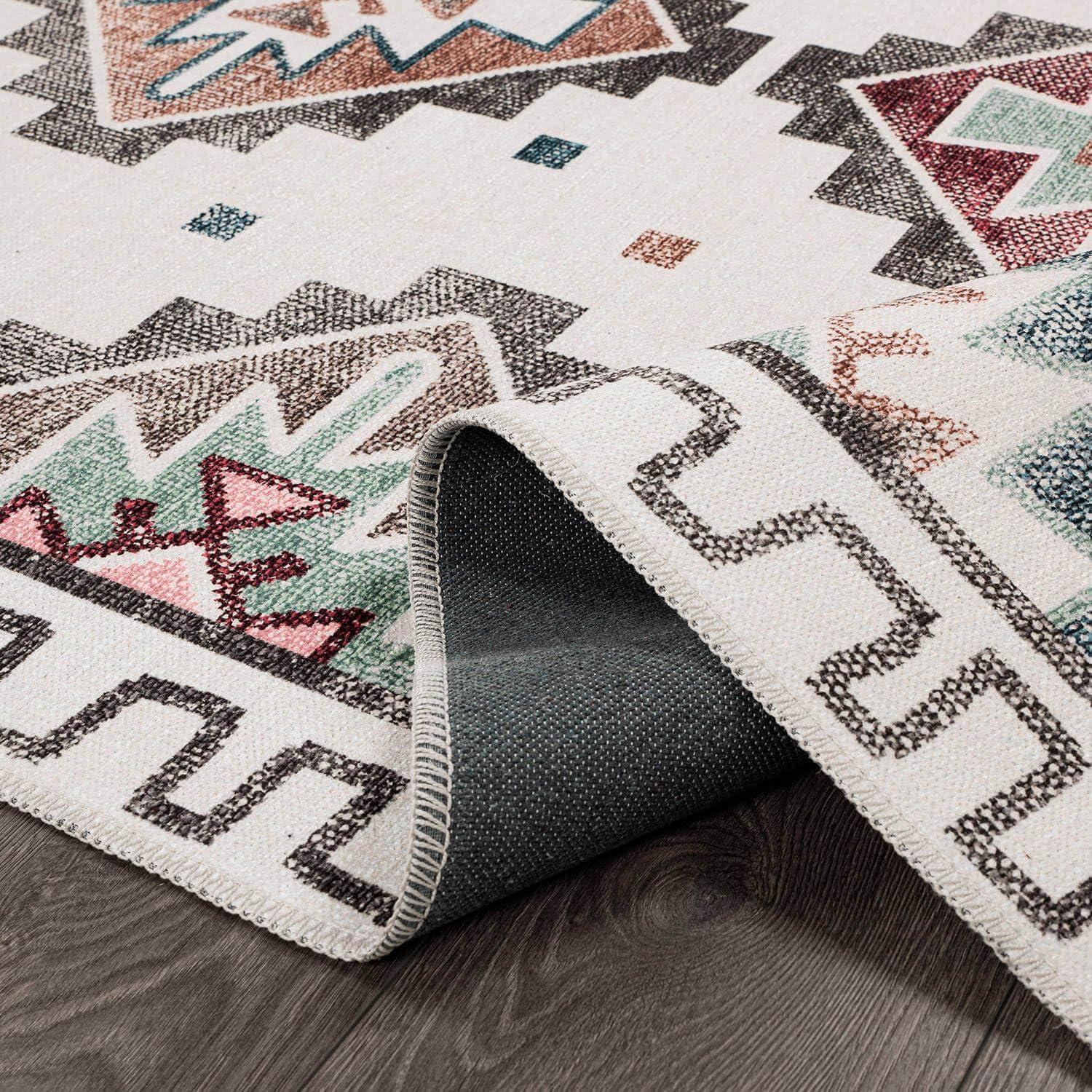 image:imageCAMILSON Printed Living Room Rugs Oriental Retro Traditional Vintage Moroccan Area Rug 5x7 NonShedding Ultra Thin Super Strong Stain Resistant Indoor Carpet for Hallway Kitchen 5 x 7 Beige