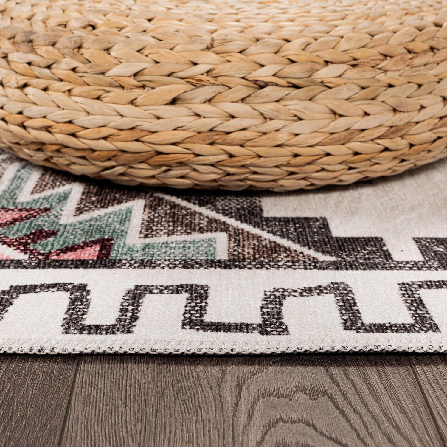 image:imageCAMILSON Printed Living Room Rugs Oriental Retro Traditional Vintage Moroccan Area Rug 5x7 NonShedding Ultra Thin Super Strong Stain Resistant Indoor Carpet for Hallway Kitchen 5 x 7 Beige