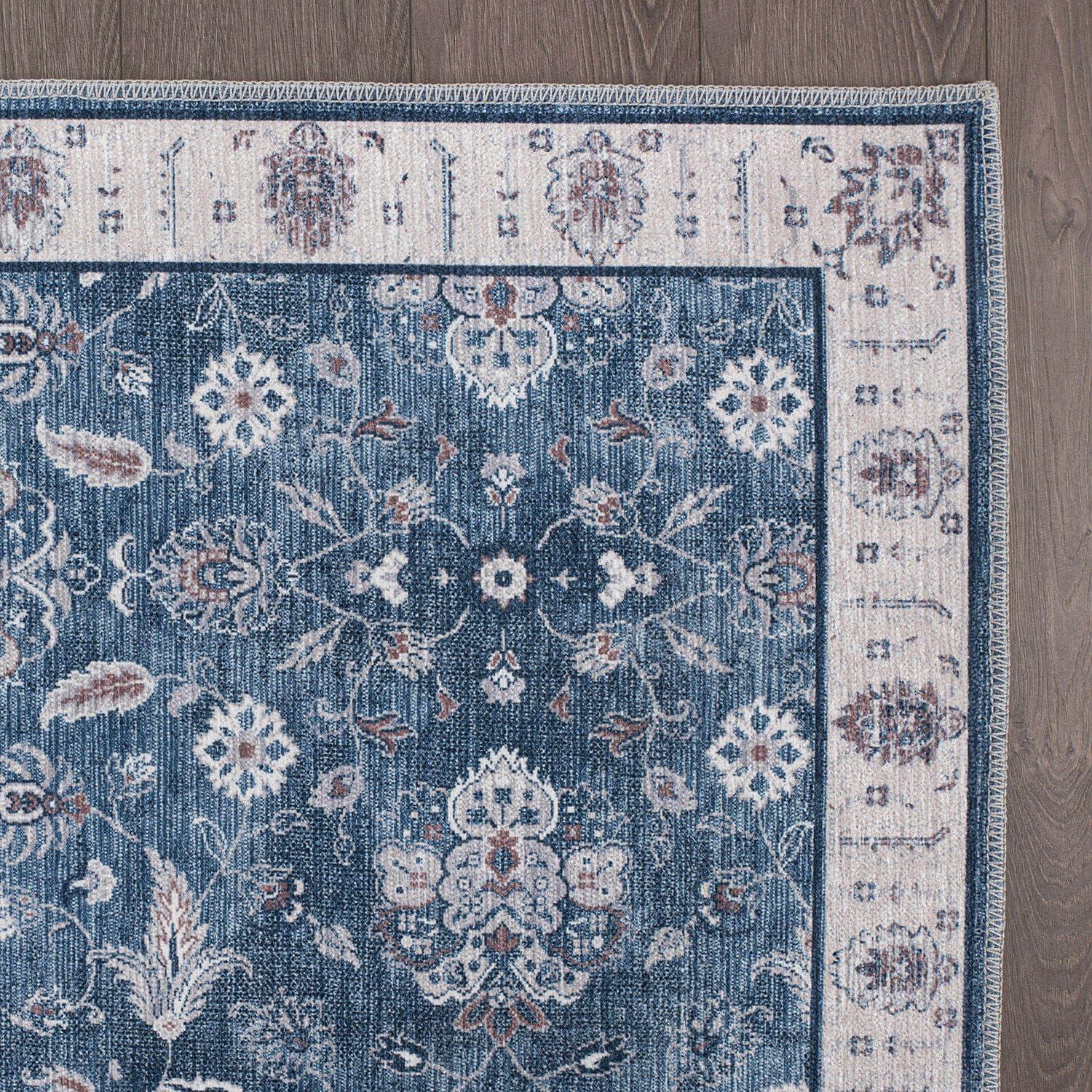 image:imageCAMILSON Printed Living Room Rugs Oriental Retro Vintage Floral Area Rug 5x7 NonShedding Ultra Thin Super Strong Stain Resistant Indoor Carpet for Hallway Kitchen 5 x 7 Navy Blue