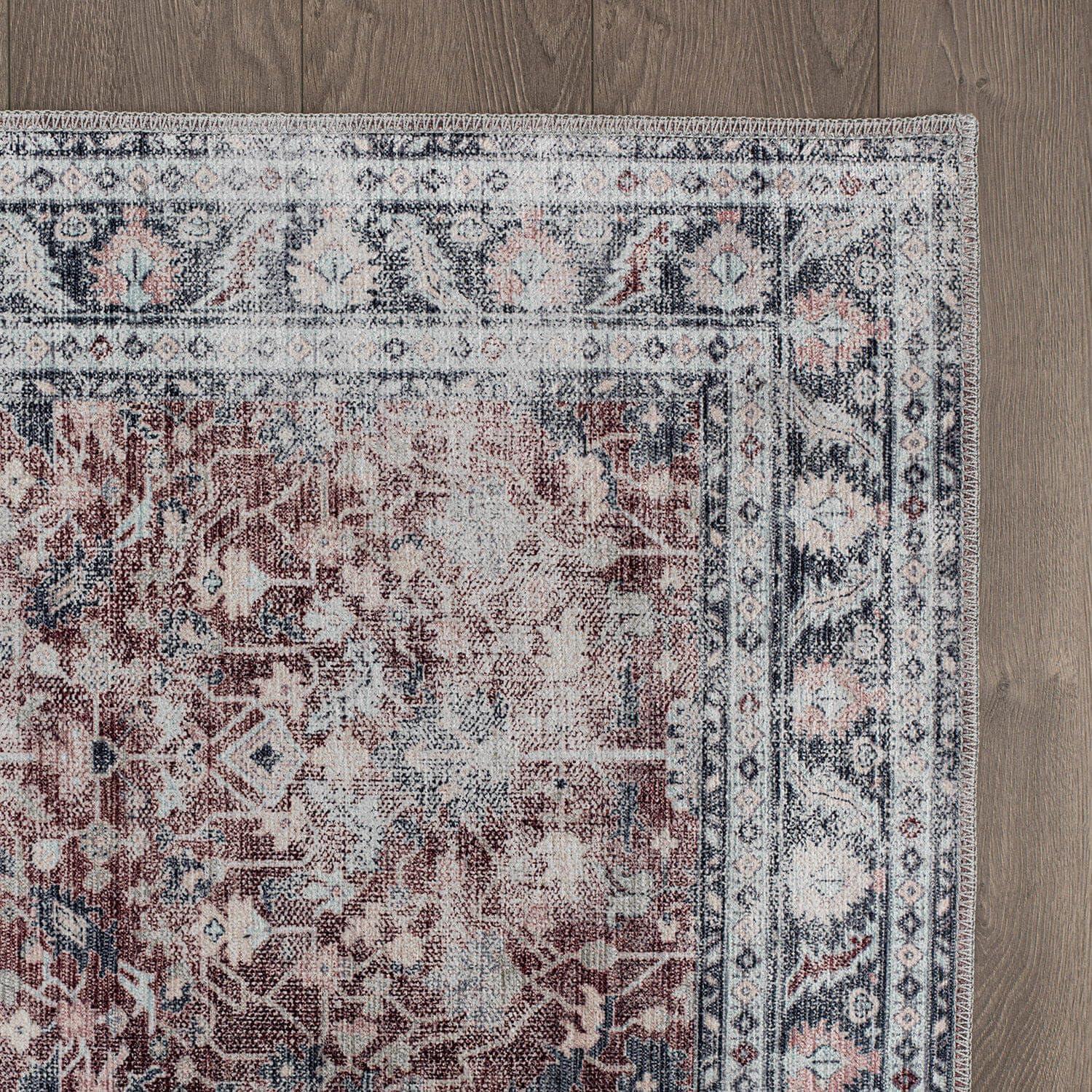 image:imageCAMILSON Printed Living Room Rugs Oriental Retro Vintage Floral Area Rug 5x7 NonShedding Ultra Thin Super Strong Stain Resistant Indoor Carpet for Hallway Kitchen Office 5 x 7  Rust Red