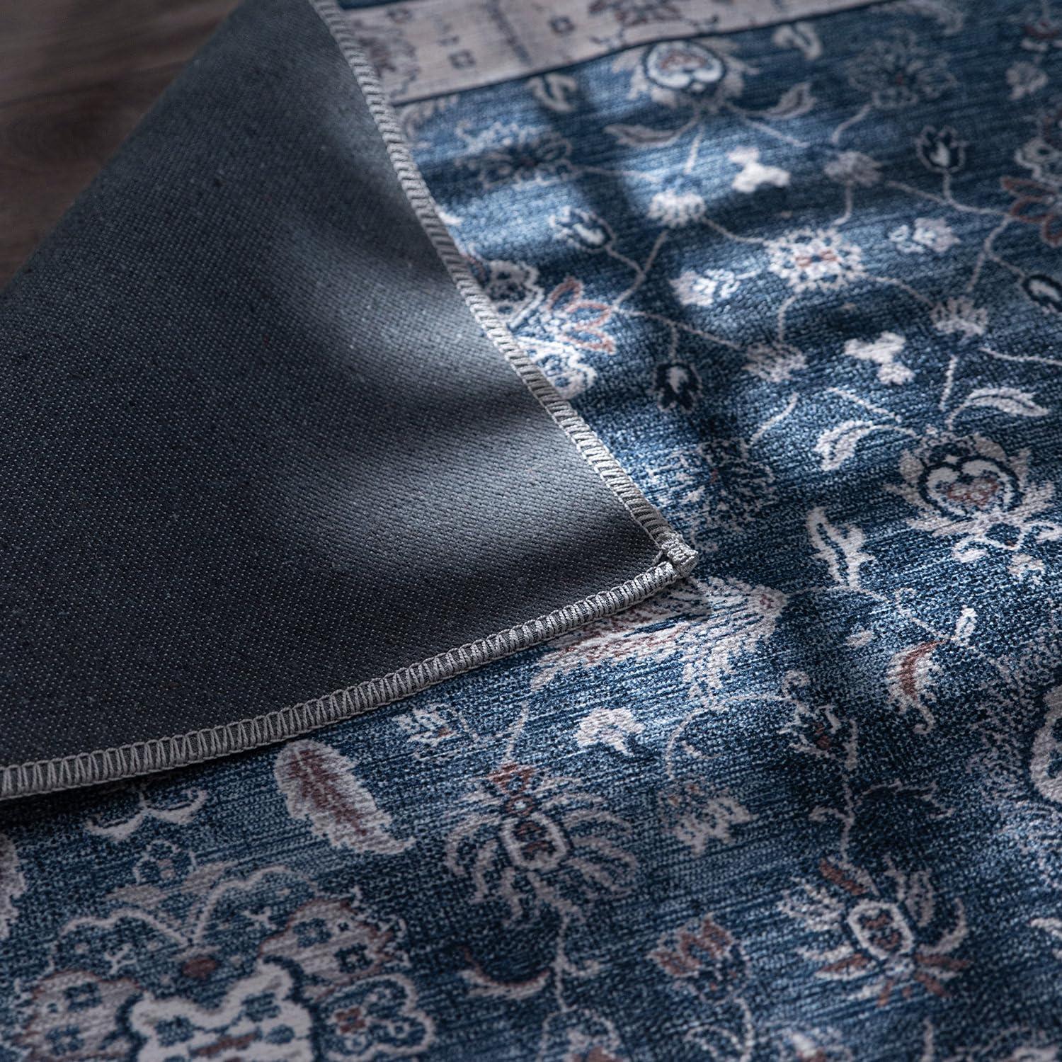 image:imageCAMILSON Printed Living Room Rugs Oriental Retro Vintage Floral Area Rug 9x12 NonShedding Ultra Thin Super Strong Stain Resistant Indoor Carpet for Hallway Kitchen 9 x 12  Navy Blue