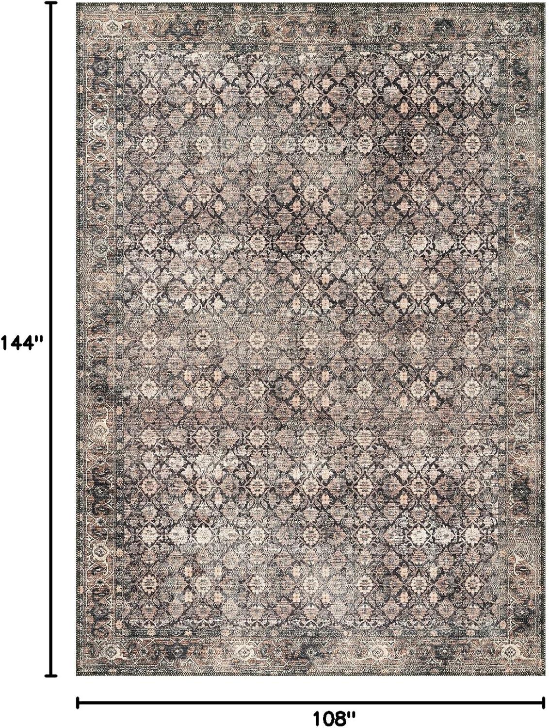 image:imageCAMILSON Printed Living Room Rugs Oriental Retro Vintage Floral Area Rug 9x12 NonShedding Ultra Thin Super Strong Stain Resistant Indoor Carpet for Hallway Kitchen 9 x 12  Wood Beige
