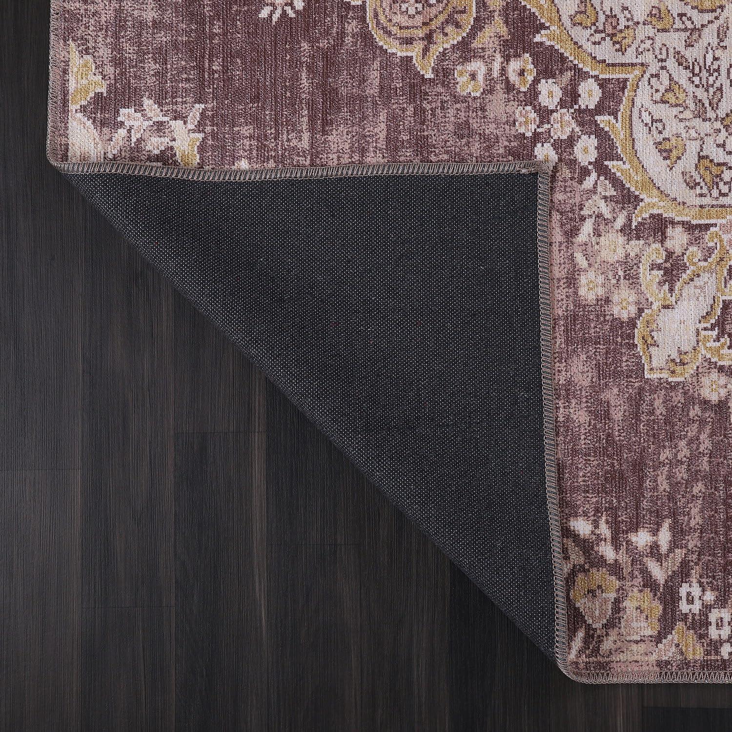 image:imageCAMILSON Printed Rug with Ultra Thin Super Strong for Distressed Vintage Medallion Indoor Entryway Mats Area Rugs Stain and Water Resistant Bohemian Indoor Carpet 2 x 3 Yellow