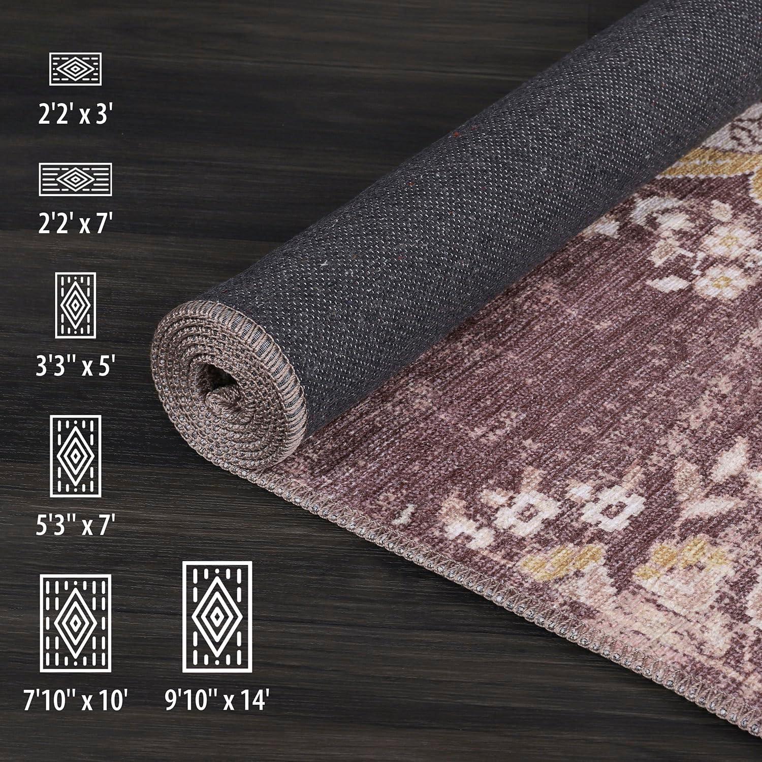 image:imageCAMILSON Printed Rug with Ultra Thin Super Strong for Distressed Vintage Medallion Indoor Entryway Mats Area Rugs Stain and Water Resistant Bohemian Indoor Carpet 2 x 3 Yellow