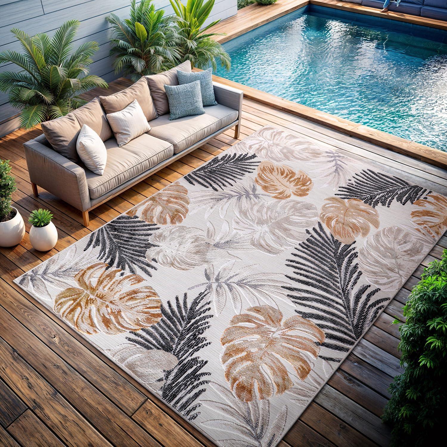 image:imageCAMILSON Runner Outdoor Rugs Oriental Retro Traditional Floral Medallion Area Rug 2x7 NonShedding Stain Resistant Indoor Carpet for Bathroom Hallway Kitchen Office 2 x 7 Beige3002 Yellow