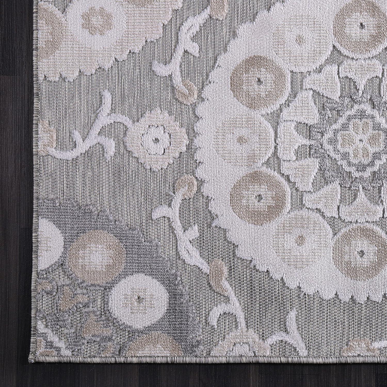 image:imageCAMILSON Runner Outdoor Rugs Oriental Retro Traditional Floral Medallion Area Rug 2x7 NonShedding Stain Resistant Indoor Carpet for Bathroom Hallway Kitchen Office 2 x 7 Beige3003 Beige