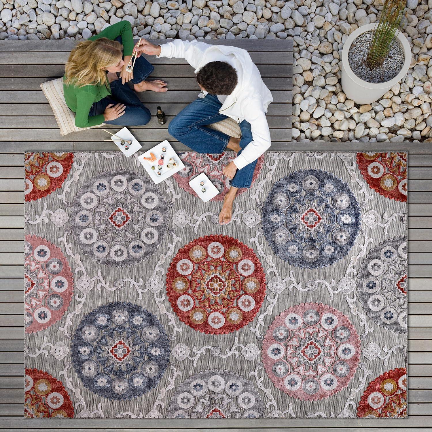 image:imageCAMILSON Runner Outdoor Rugs Oriental Retro Traditional Floral Medallion Area Rug 2x7 NonShedding Stain Resistant Indoor Carpet for Bathroom Hallway Kitchen Office 2 x 7 Beige3003 Multi Color