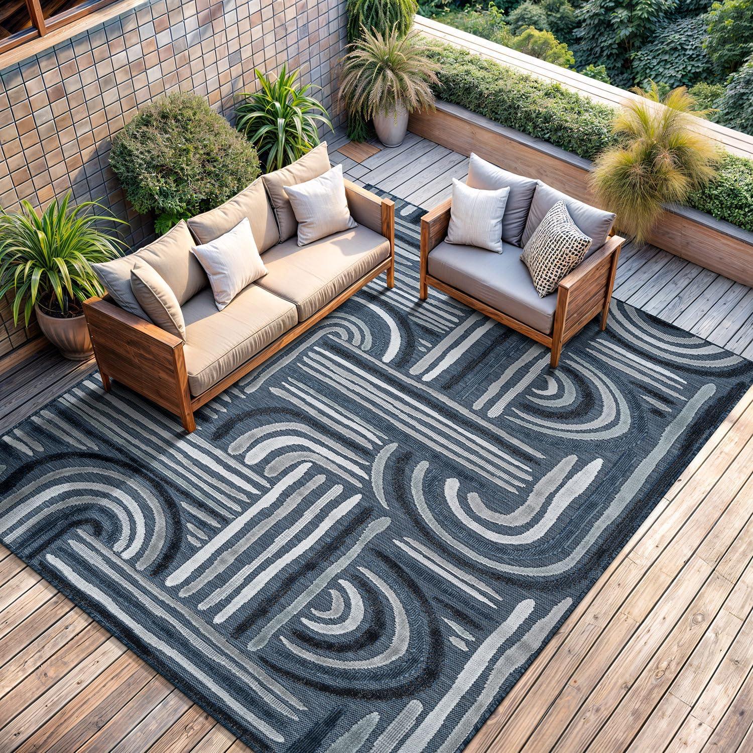 image:imageCAMILSON Runner Outdoor Rugs Oriental Retro Traditional Floral Medallion Area Rug 2x7 NonShedding Stain Resistant Indoor Carpet for Bathroom Hallway Kitchen Office 2 x 7 Beige3004 Navy