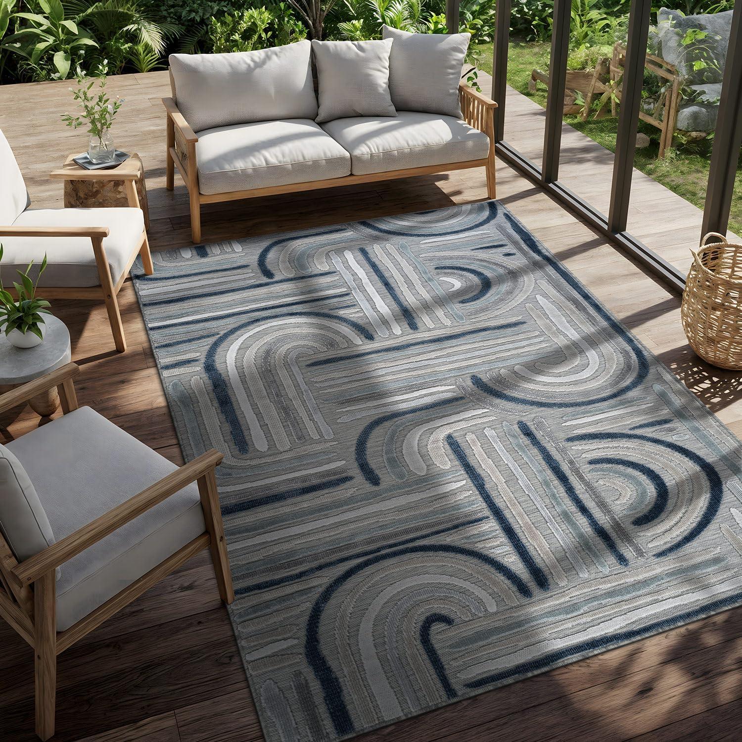 image:imageCAMILSON Runner Outdoor Rugs Oriental Retro Traditional Floral Medallion Area Rug 2x7 NonShedding Stain Resistant Indoor Carpet for Bathroom Hallway Kitchen Office 2 x 7 Beige3004 Blue
