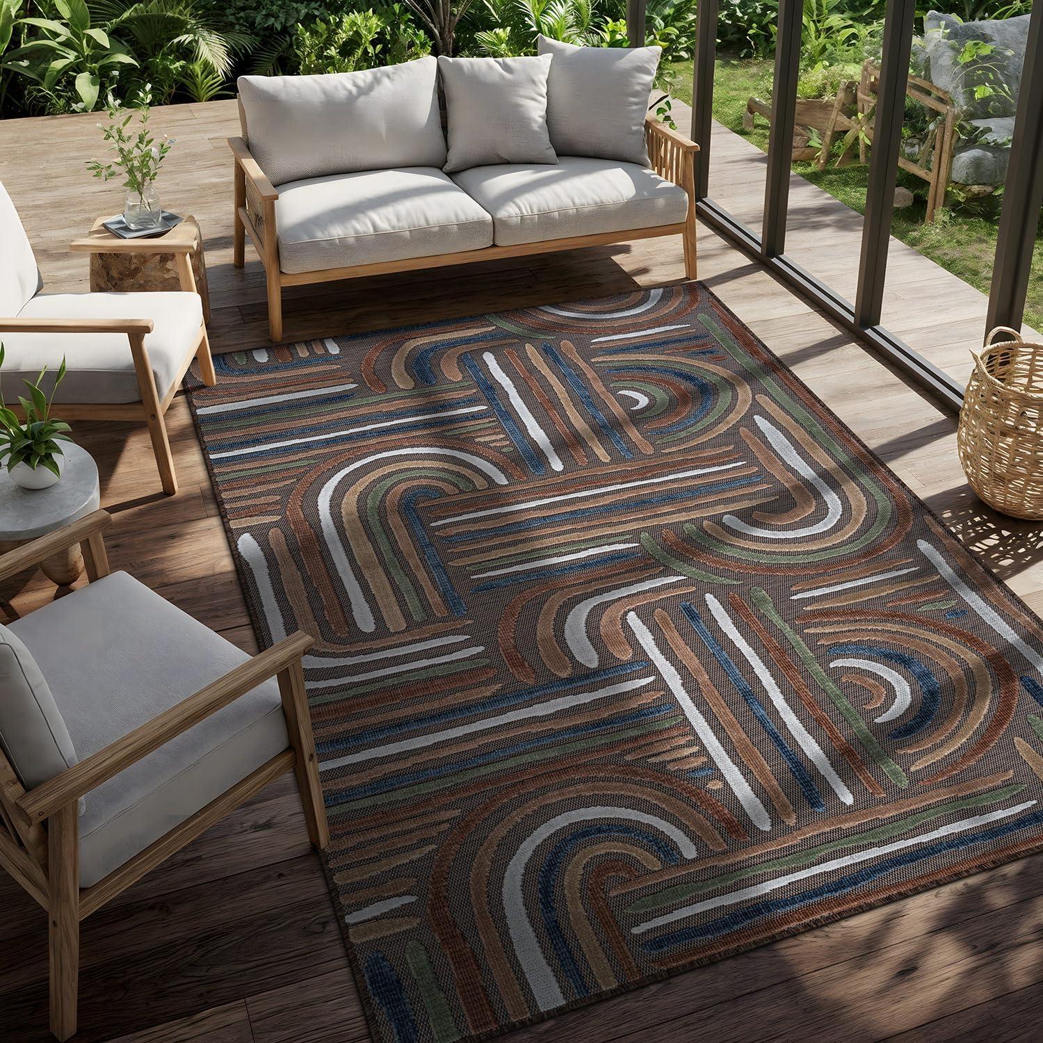 image:imageCAMILSON Runner Outdoor Rugs Oriental Retro Traditional Floral Medallion Area Rug 2x7 NonShedding Stain Resistant Indoor Carpet for Bathroom Hallway Kitchen Office 2 x 7 Beige3004 Brown