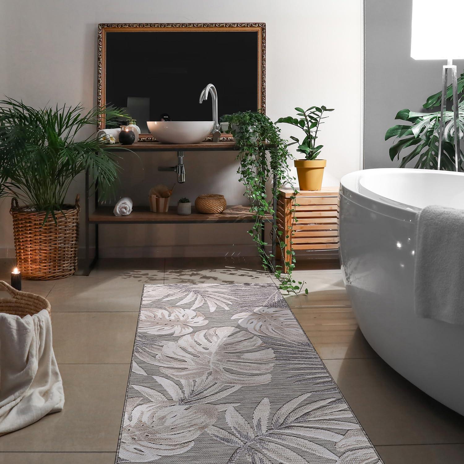 image:imageCAMILSON Runner Outdoor Rugs Oriental Retro Traditional Floral Medallion Area Rug 2x7 NonShedding Stain Resistant Indoor Carpet for Bathroom Hallway Kitchen Office 2 x 7 Beige3002 Beige