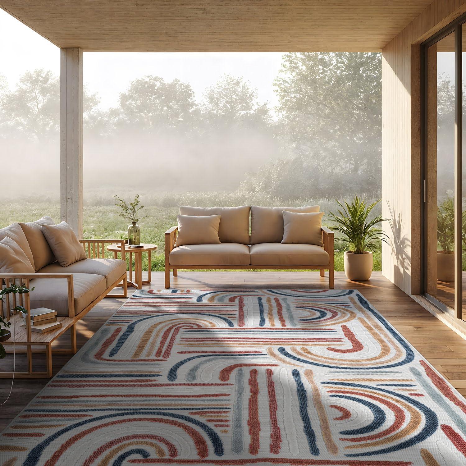image:imageCAMILSON Runner Outdoor Rugs Oriental Retro Traditional Floral Medallion Area Rug 2x7 NonShedding Stain Resistant Indoor Carpet for Bathroom Hallway Kitchen Office 2 x 7 Beige3004 Multicolor