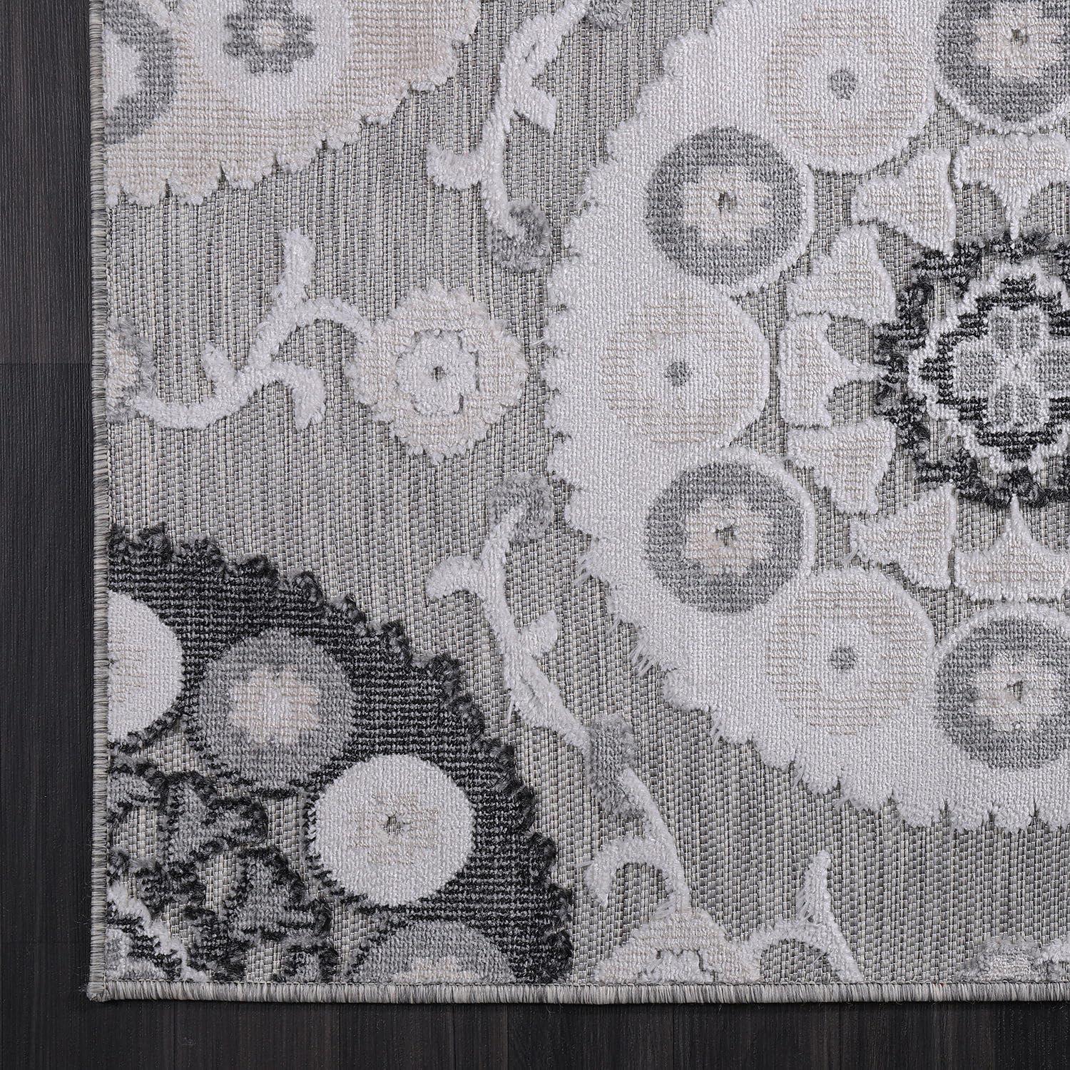 image:imageCAMILSON Runner Outdoor Rugs Oriental Retro Traditional Floral Medallion Area Rug 2x7 NonShedding Stain Resistant Indoor Carpet for Bathroom Hallway Kitchen Office 2 x 7 Beige3003 Gray