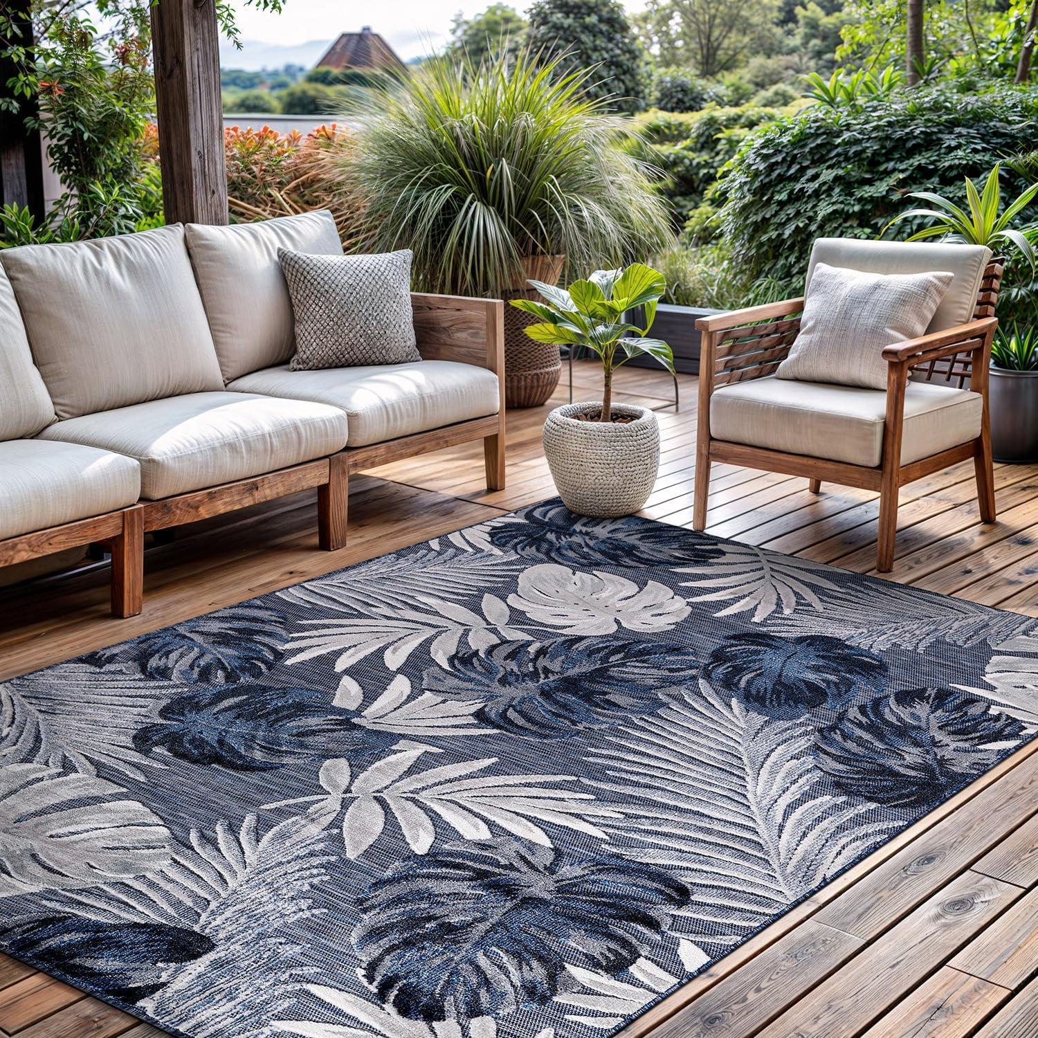 image:imageCAMILSON Runner Outdoor Rugs Oriental Retro Traditional Floral Medallion Area Rug 2x7 NonShedding Stain Resistant Indoor Carpet for Bathroom Hallway Kitchen Office 2 x 7 Beige3002 Navy