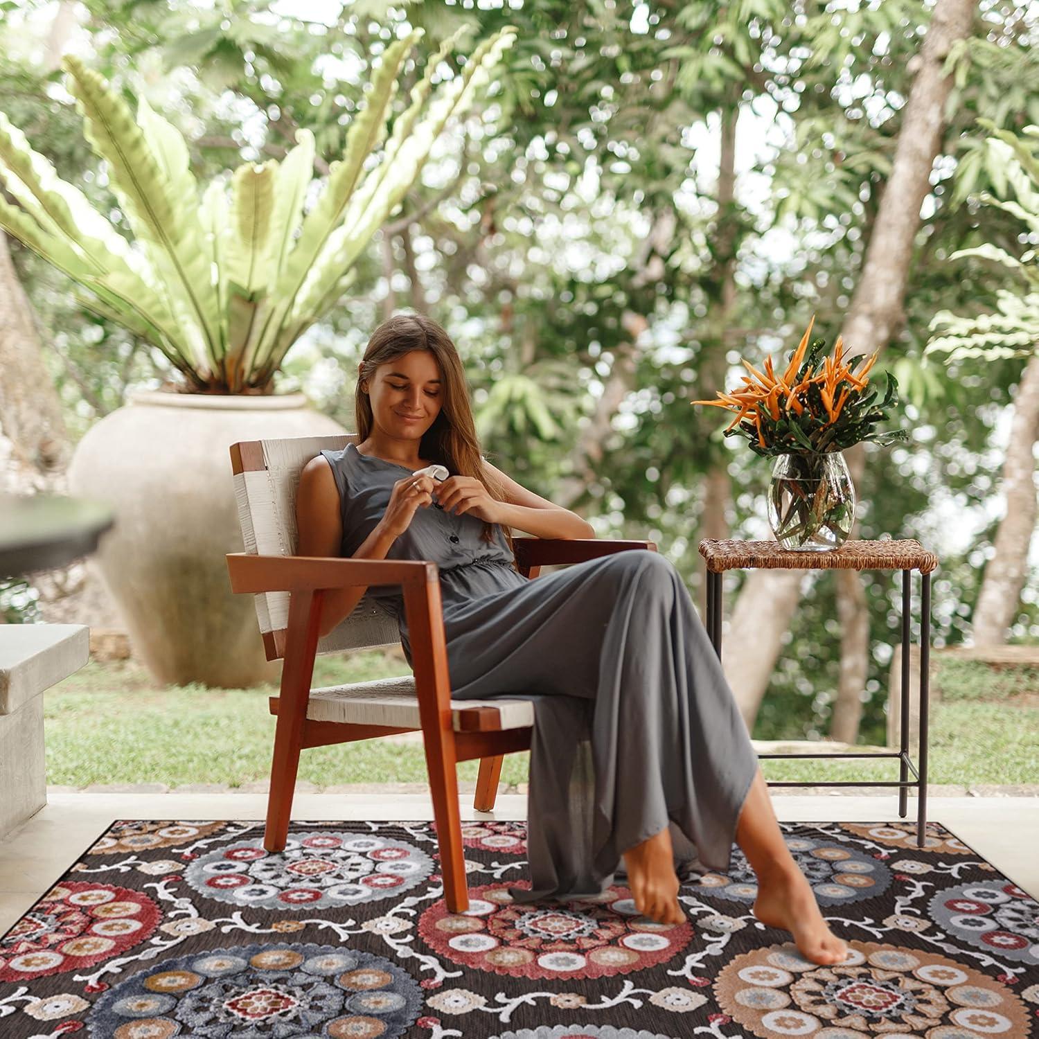 image:imageCAMILSON Runner Outdoor Rugs Oriental Retro Traditional Floral Medallion Area Rug 2x7 NonShedding Stain Resistant Indoor Carpet for Bathroom Hallway Kitchen Office 2 x 7 Beige3003 Brown