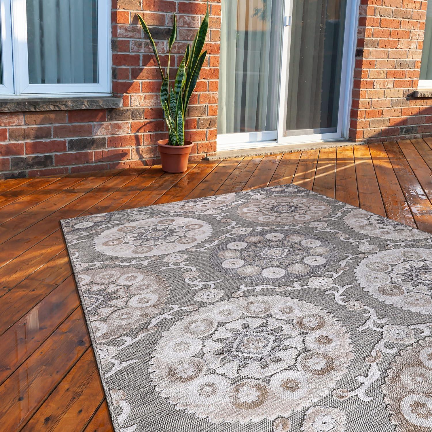 image:imageCAMILSON Runner Outdoor Rugs Oriental Retro Traditional Floral Medallion Area Rug 2x7 NonShedding Stain Resistant Indoor Carpet for Bathroom Hallway Kitchen Office 2 x 7 Beige3003 Beige