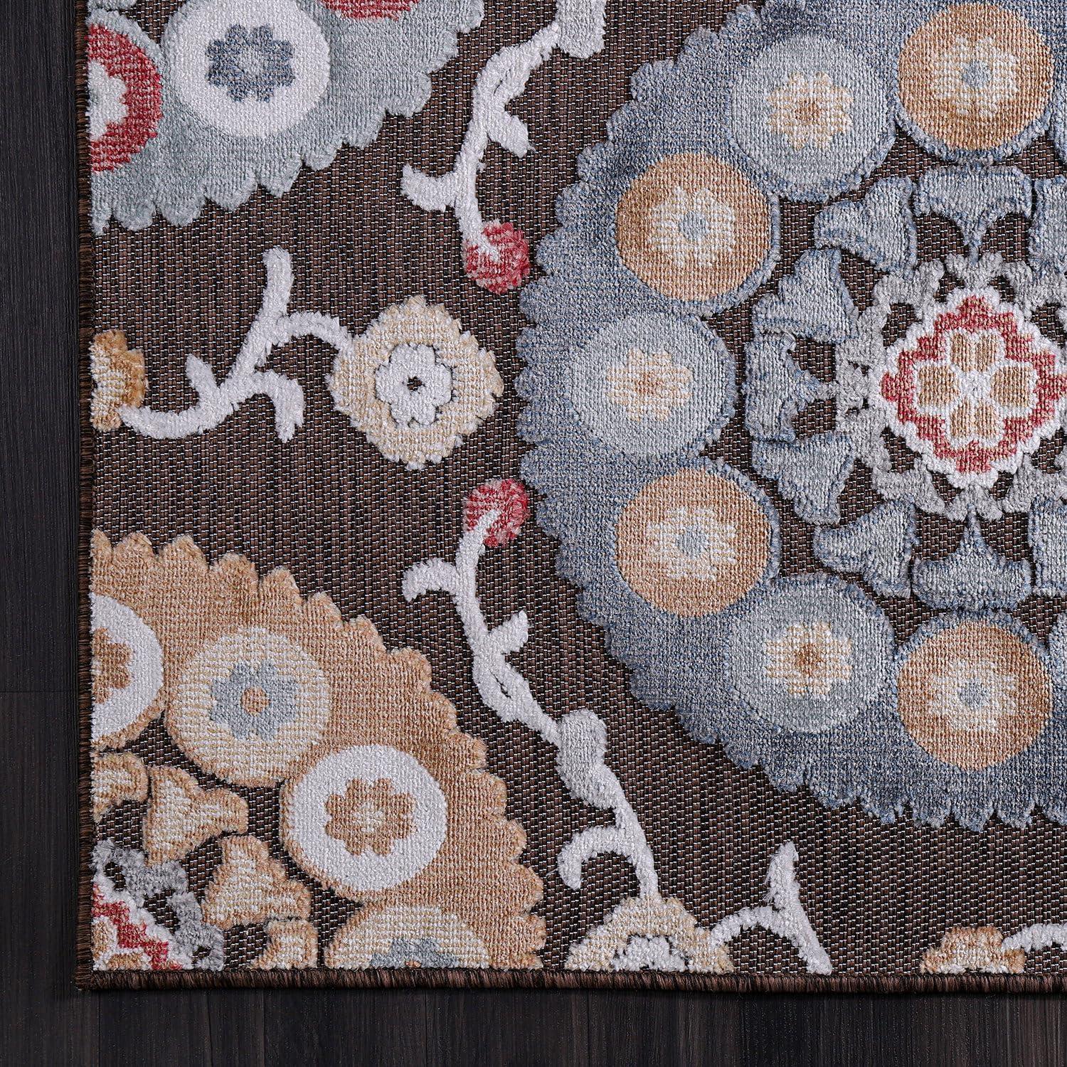 image:imageCAMILSON Runner Outdoor Rugs Oriental Retro Traditional Floral Medallion Area Rug 2x7 NonShedding Stain Resistant Indoor Carpet for Bathroom Hallway Kitchen Office 2 x 7 Beige3003 Brown