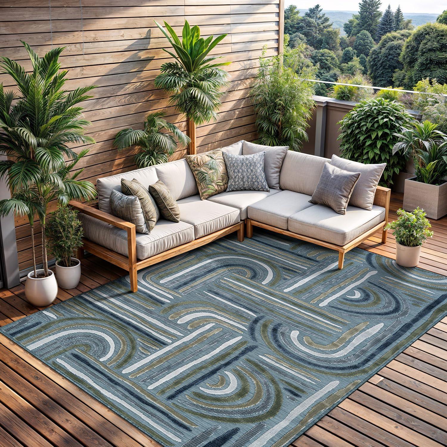 image:imageCAMILSON Runner Outdoor Rugs Oriental Retro Traditional Floral Medallion Area Rug 2x7 NonShedding Stain Resistant Indoor Carpet for Bathroom Hallway Kitchen Office 2 x 7 Beige3004 Aqua