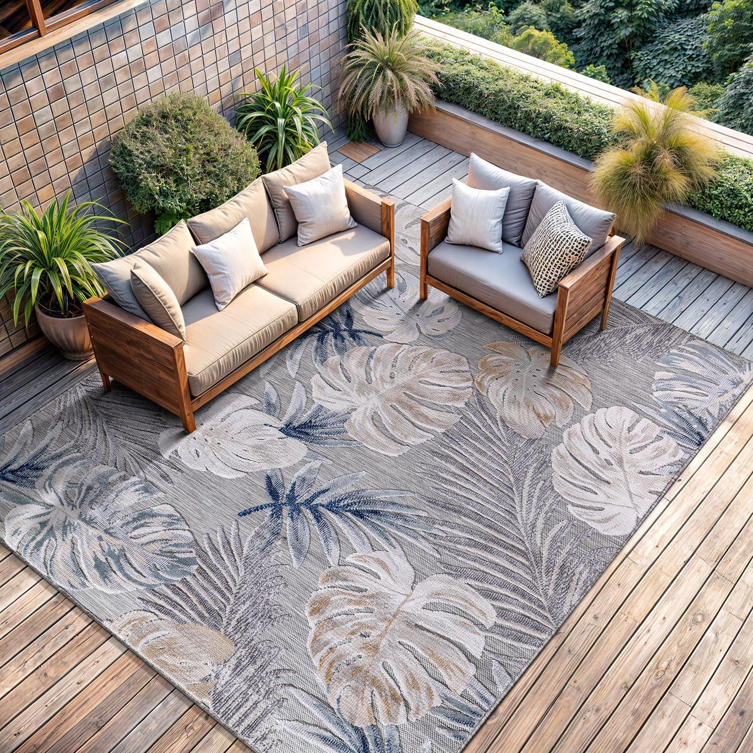 image:imageCAMILSON Runner Outdoor Rugs Oriental Retro Traditional Floral Medallion Area Rug 2x7 NonShedding Stain Resistant Indoor Carpet for Bathroom Hallway Kitchen Office 2 x 7 Beige3002 Blue