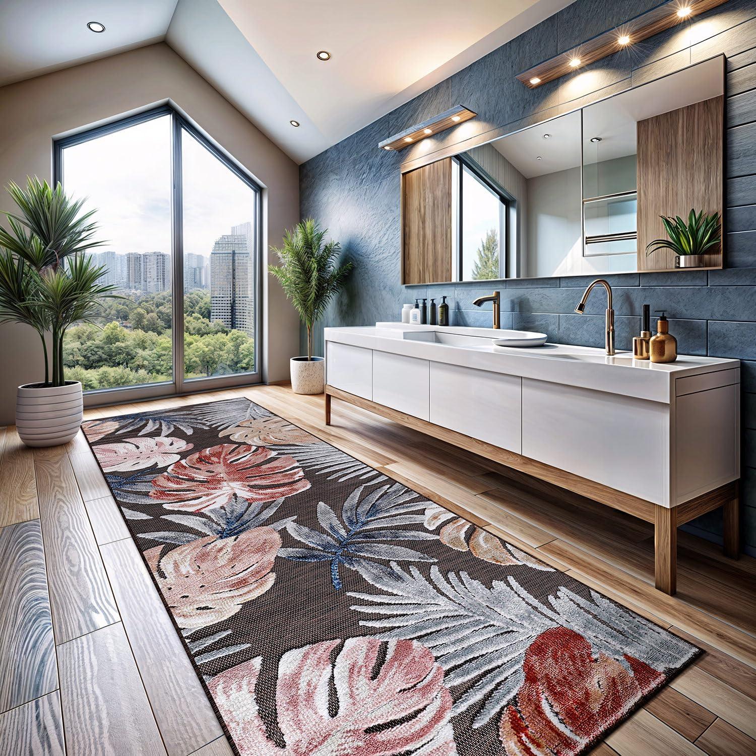 image:imageCAMILSON Runner Outdoor Rugs Oriental Retro Traditional Floral Medallion Area Rug 2x7 NonShedding Stain Resistant Indoor Carpet for Bathroom Hallway Kitchen Office 2 x 7 Beige3002 Brown
