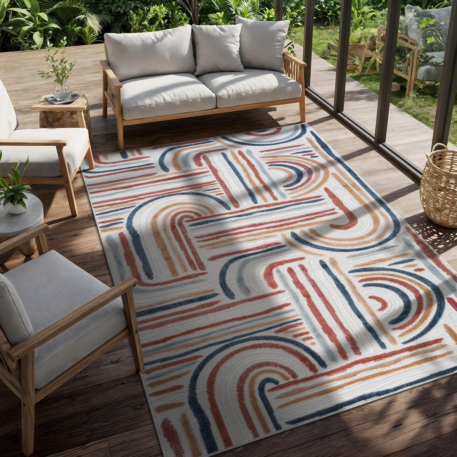 image:imageCAMILSON Runner Outdoor Rugs Oriental Retro Traditional Floral Medallion Area Rug 2x7 NonShedding Stain Resistant Indoor Carpet for Bathroom Hallway Kitchen Office 2 x 7 Beige3004 Multicolor