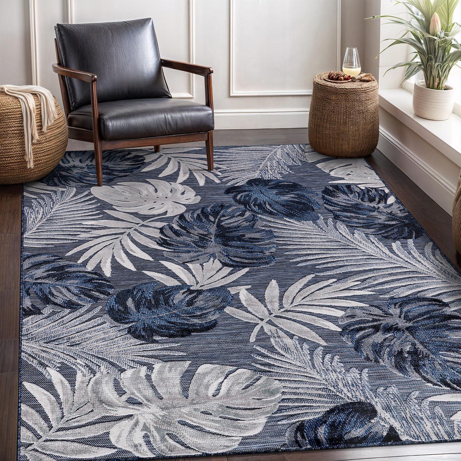 image:imageCAMILSON Runner Outdoor Rugs Oriental Retro Traditional Floral Medallion Area Rug 2x7 NonShedding Stain Resistant Indoor Carpet for Bathroom Hallway Kitchen Office 2 x 7 Beige3002 Navy