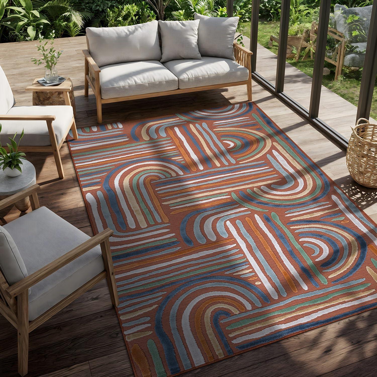 image:imageCAMILSON Runner Outdoor Rugs Oriental Retro Traditional Floral Medallion Area Rug 2x7 NonShedding Stain Resistant Indoor Carpet for Bathroom Hallway Kitchen Office 2 x 7 Beige3004 Orange