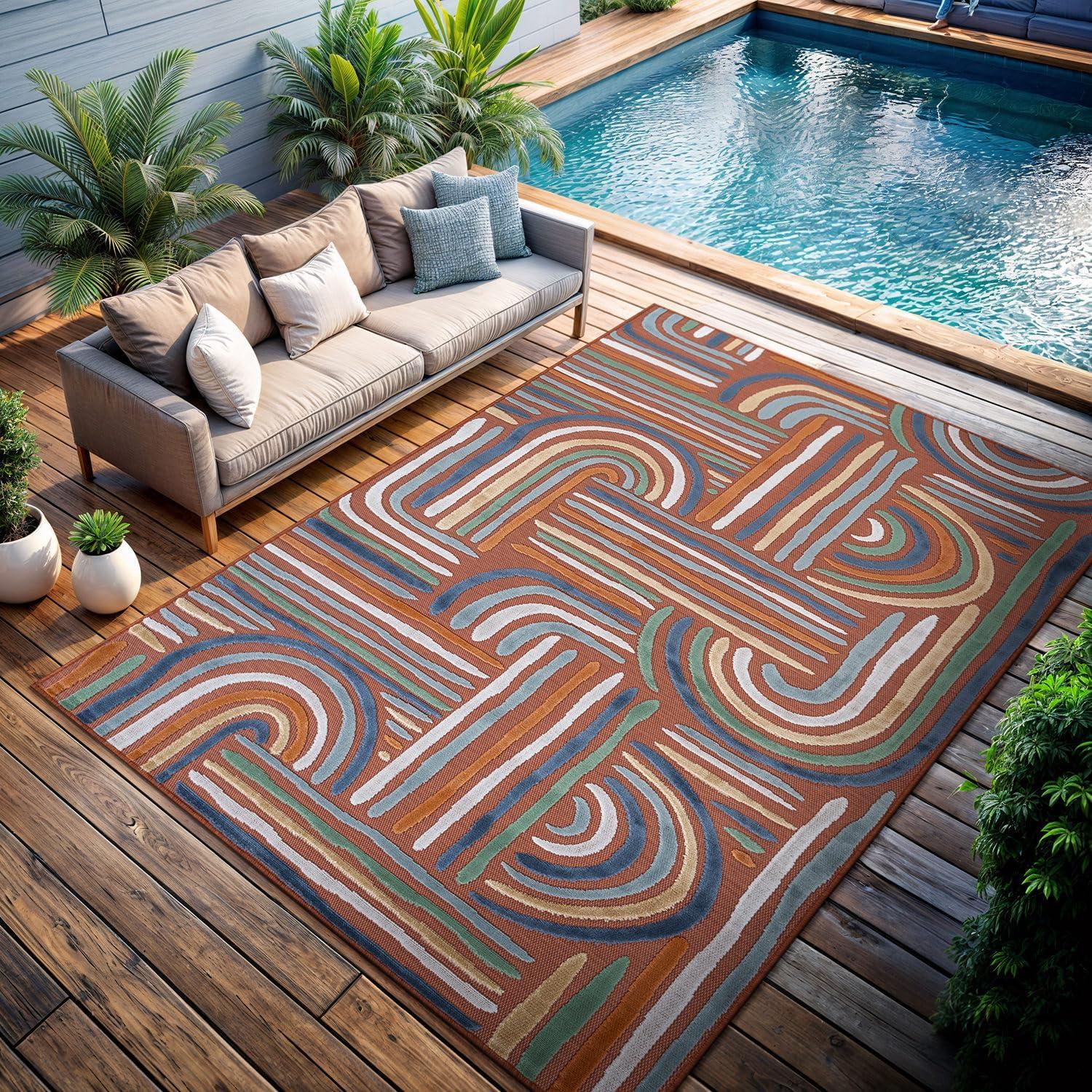 image:imageCAMILSON Runner Outdoor Rugs Oriental Retro Traditional Floral Medallion Area Rug 2x7 NonShedding Stain Resistant Indoor Carpet for Bathroom Hallway Kitchen Office 2 x 7 Beige3004 Orange