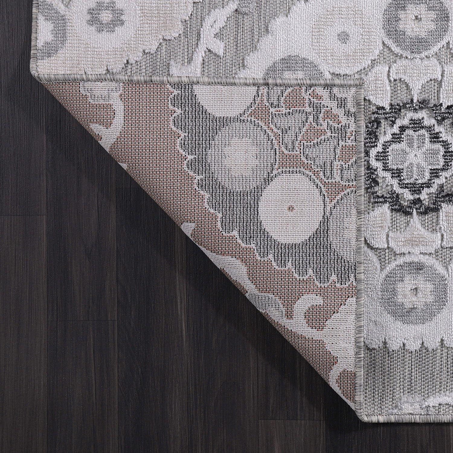image:imageCAMILSON Runner Outdoor Rugs Oriental Retro Traditional Floral Medallion Area Rug 2x7 NonShedding Stain Resistant Indoor Carpet for Bathroom Hallway Kitchen Office 2 x 7 Beige3003 Gray