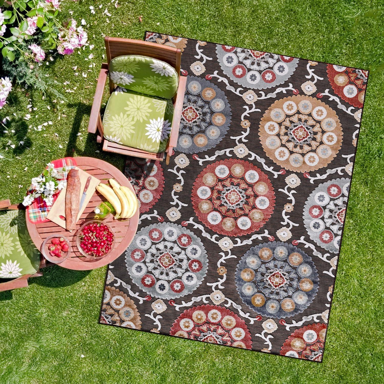 image:imageCAMILSON Runner Outdoor Rugs Oriental Retro Traditional Floral Medallion Area Rug 2x7 NonShedding Stain Resistant Indoor Carpet for Bathroom Hallway Kitchen Office 2 x 7 Beige3003 Brown