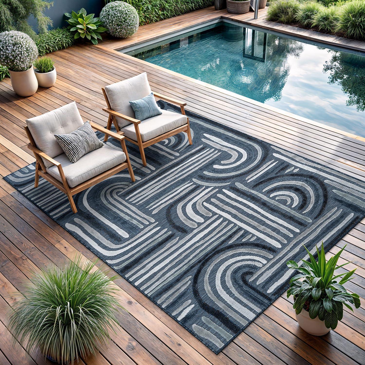 image:imageCAMILSON Runner Outdoor Rugs Oriental Retro Traditional Floral Medallion Area Rug 2x7 NonShedding Stain Resistant Indoor Carpet for Bathroom Hallway Kitchen Office 2 x 7 Beige3004 Navy