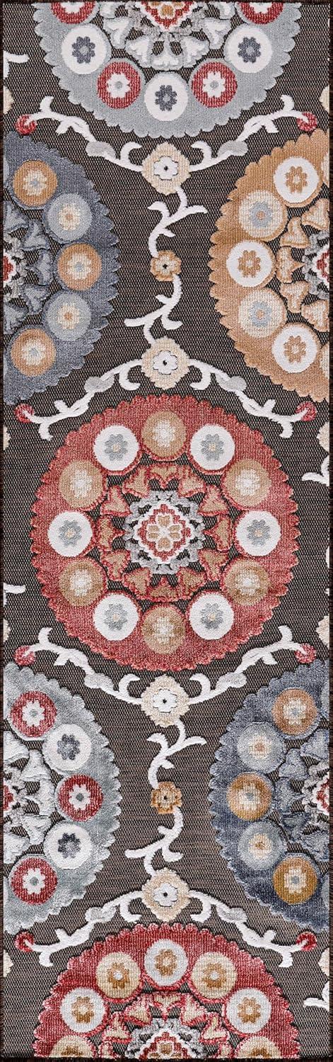 image:imageCAMILSON Runner Outdoor Rugs Oriental Retro Traditional Floral Medallion Area Rug 2x7 NonShedding Stain Resistant Indoor Carpet for Bathroom Hallway Kitchen Office 2 x 7 Beige3003 Brown