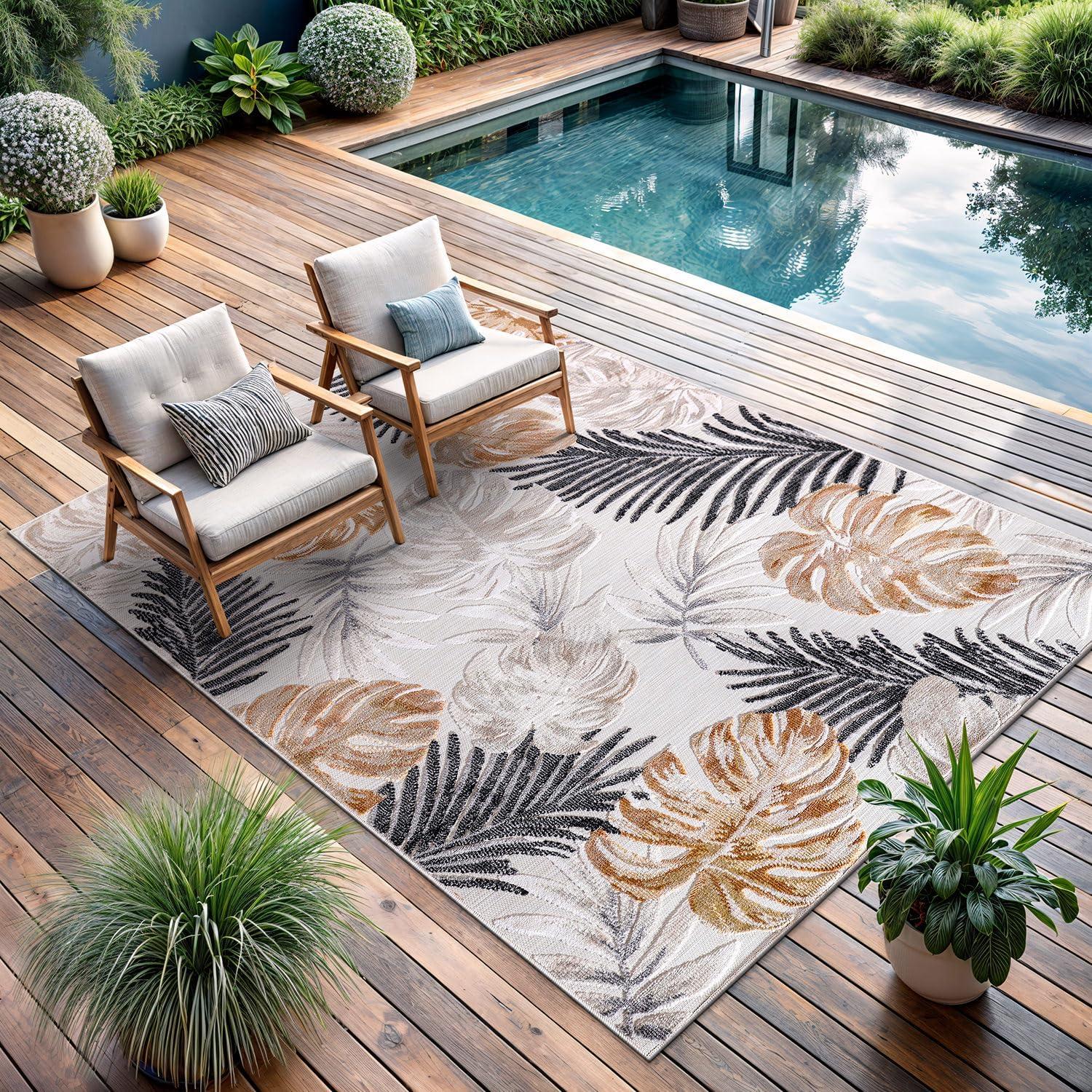 image:imageCAMILSON Runner Outdoor Rugs Oriental Retro Traditional Floral Medallion Area Rug 2x7 NonShedding Stain Resistant Indoor Carpet for Bathroom Hallway Kitchen Office 2 x 7 Beige3002 Yellow