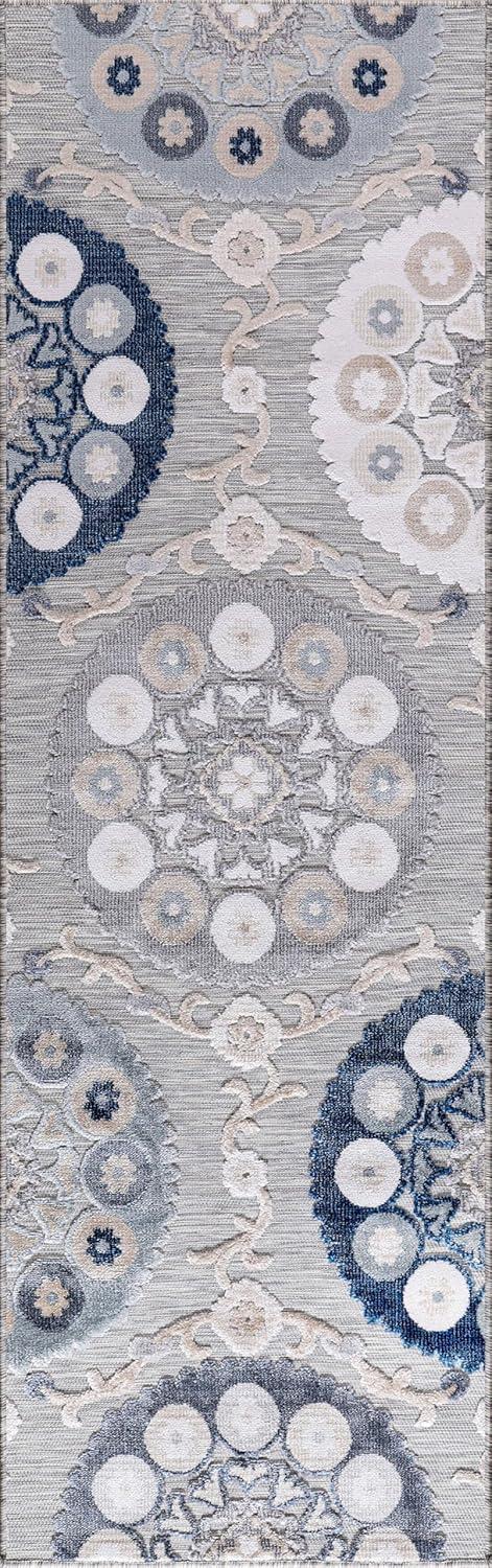 image:imageCAMILSON Runner Outdoor Rugs Oriental Retro Traditional Floral Medallion Area Rug 2x7 NonShedding Stain Resistant Indoor Carpet for Bathroom Hallway Kitchen Office 2 x 7 Beige3003 Blue