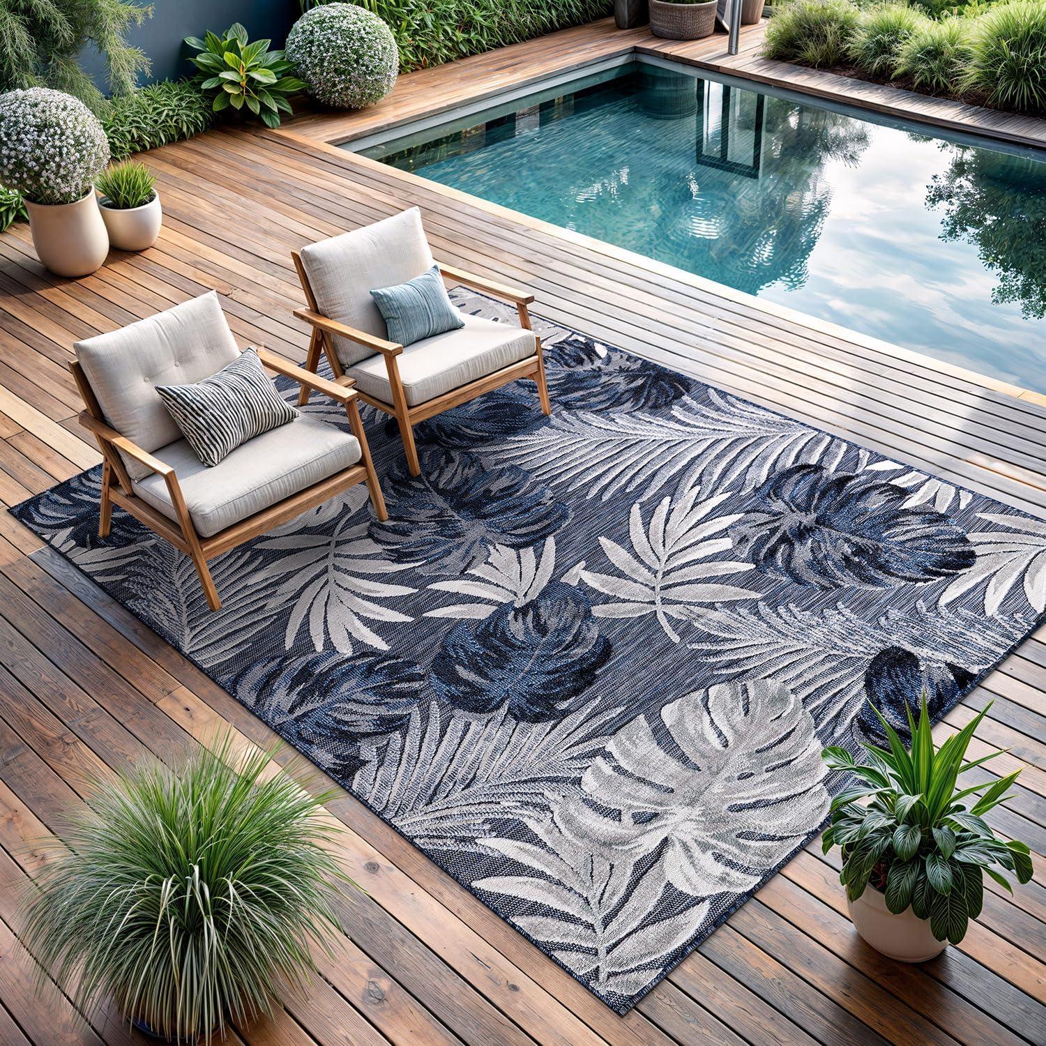 image:imageCAMILSON Runner Outdoor Rugs Oriental Retro Traditional Floral Medallion Area Rug 2x7 NonShedding Stain Resistant Indoor Carpet for Bathroom Hallway Kitchen Office 2 x 7 Beige3002 Navy