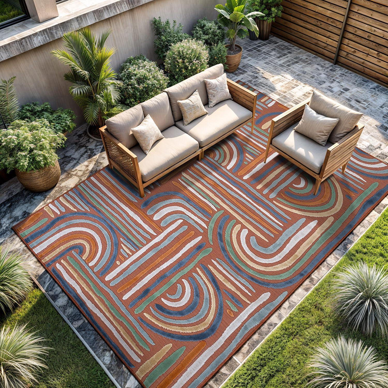 image:imageCAMILSON Runner Outdoor Rugs Oriental Retro Traditional Floral Medallion Area Rug 2x7 NonShedding Stain Resistant Indoor Carpet for Bathroom Hallway Kitchen Office 2 x 7 Beige3004 Orange