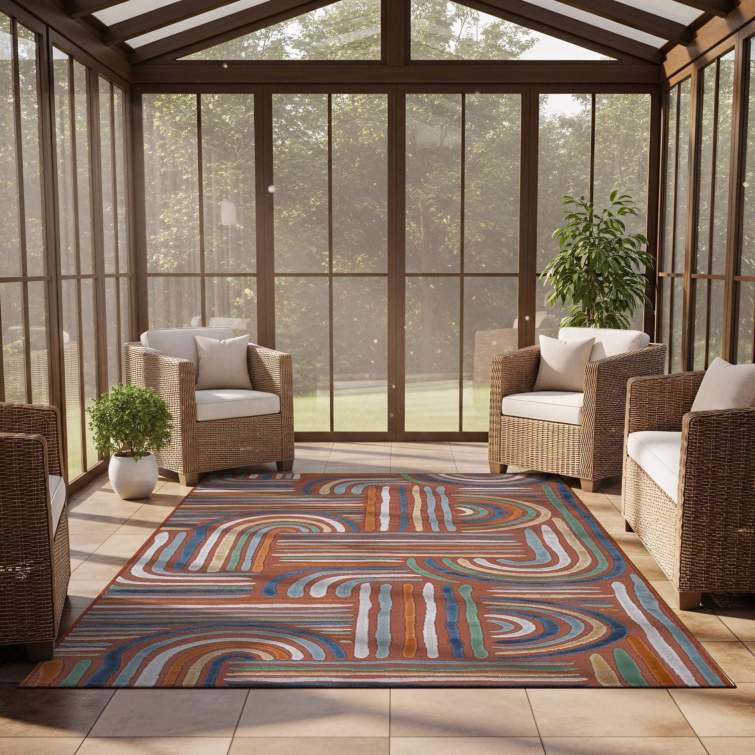 image:imageCAMILSON Runner Outdoor Rugs Oriental Retro Traditional Floral Medallion Area Rug 2x7 NonShedding Stain Resistant Indoor Carpet for Bathroom Hallway Kitchen Office 2 x 7 Beige3004 Orange