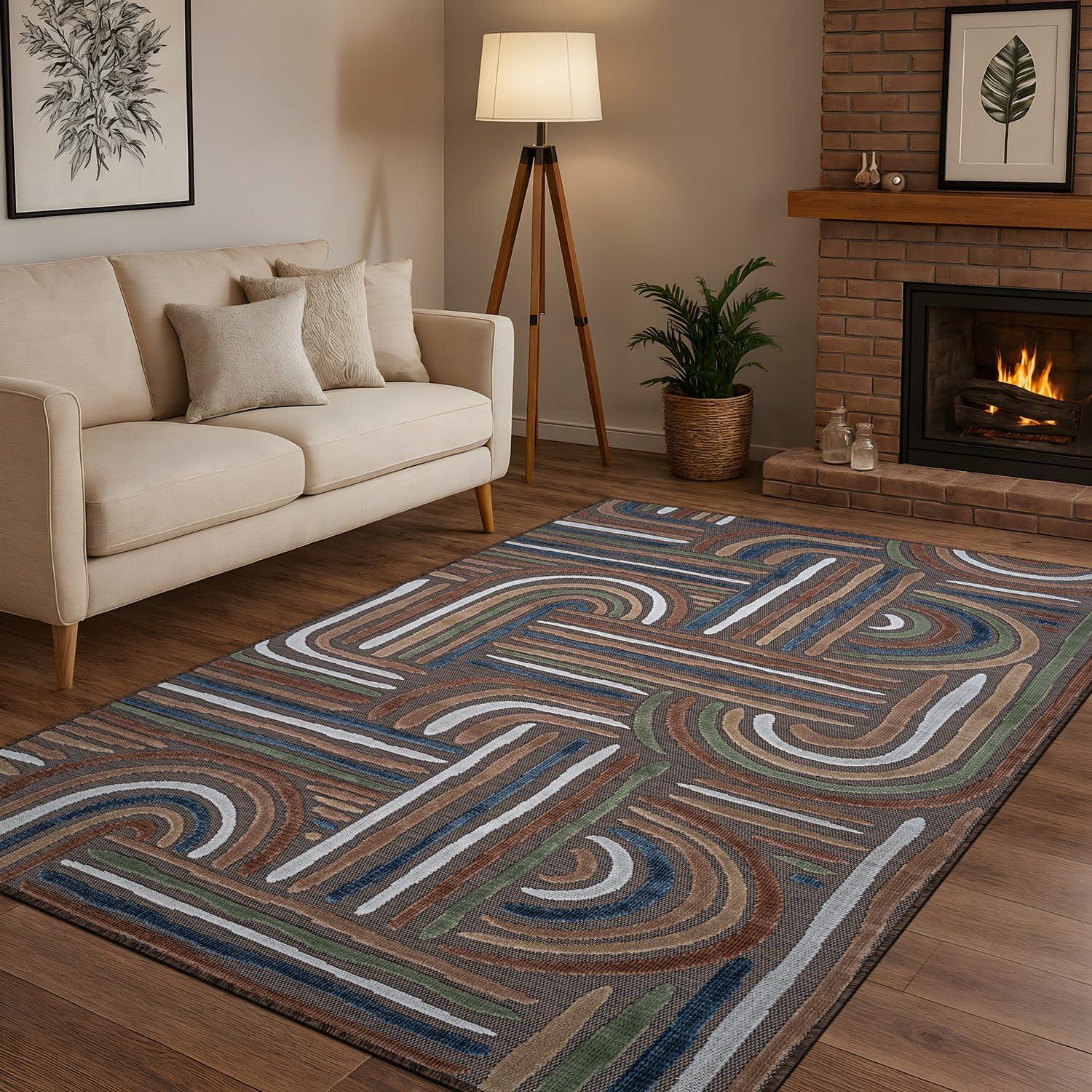 image:imageCAMILSON Runner Outdoor Rugs Oriental Retro Traditional Floral Medallion Area Rug 2x7 NonShedding Stain Resistant Indoor Carpet for Bathroom Hallway Kitchen Office 2 x 7 Beige3004 Brown