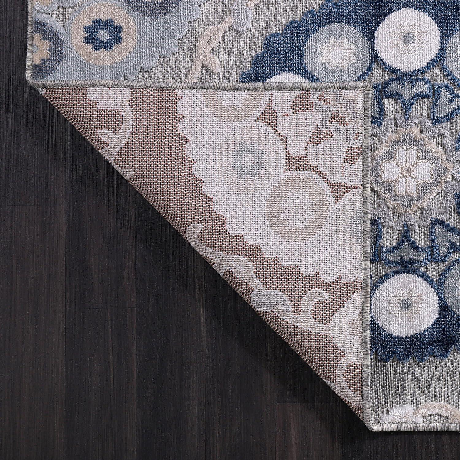 image:imageCAMILSON Runner Outdoor Rugs Oriental Retro Traditional Floral Medallion Area Rug 2x7 NonShedding Stain Resistant Indoor Carpet for Bathroom Hallway Kitchen Office 2 x 7 Beige3003 Blue