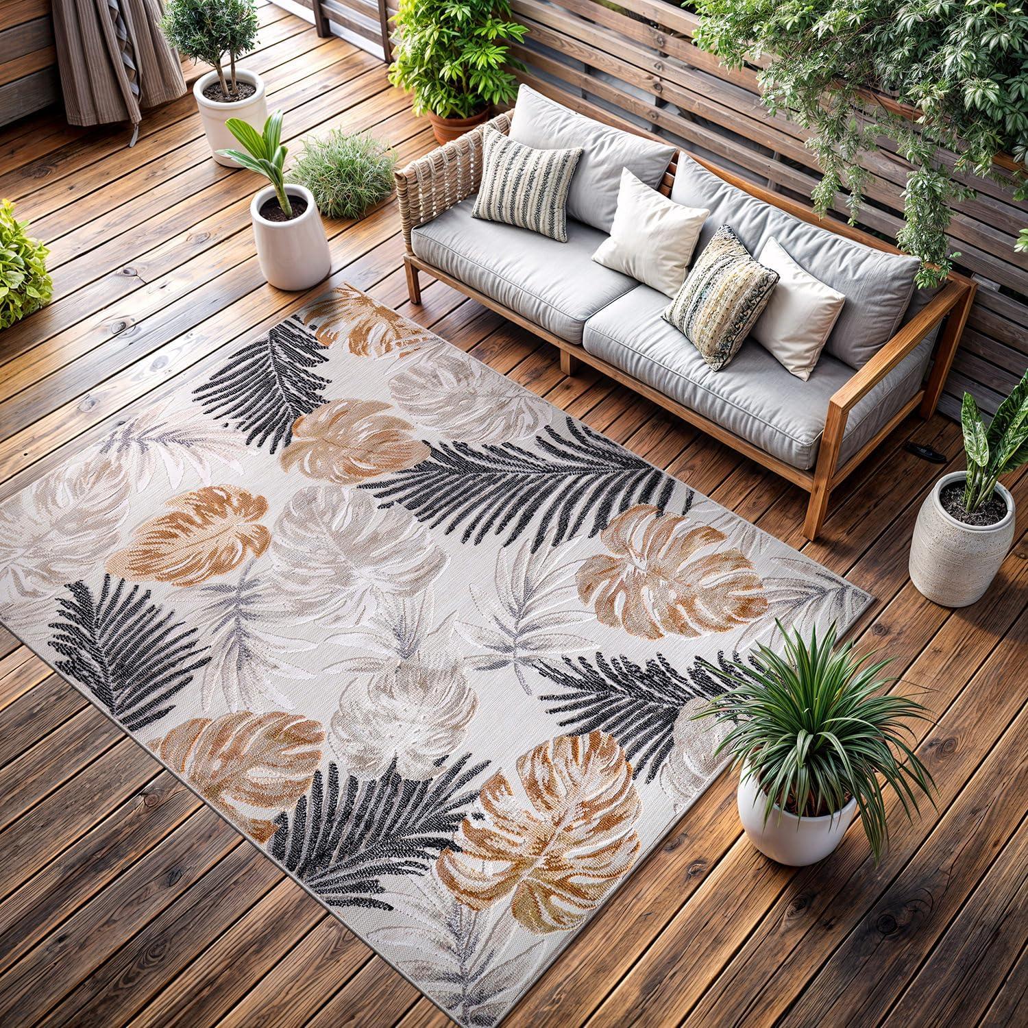 image:imageCAMILSON Runner Outdoor Rugs Oriental Retro Traditional Floral Medallion Area Rug 2x7 NonShedding Stain Resistant Indoor Carpet for Bathroom Hallway Kitchen Office 2 x 7 Beige3002 Yellow