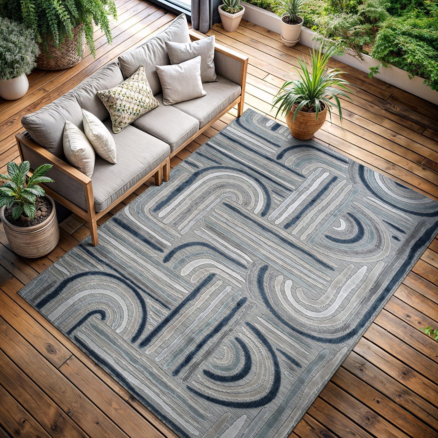 image:imageCAMILSON Runner Outdoor Rugs Oriental Retro Traditional Floral Medallion Area Rug 2x7 NonShedding Stain Resistant Indoor Carpet for Bathroom Hallway Kitchen Office 2 x 7 Beige3004 Blue