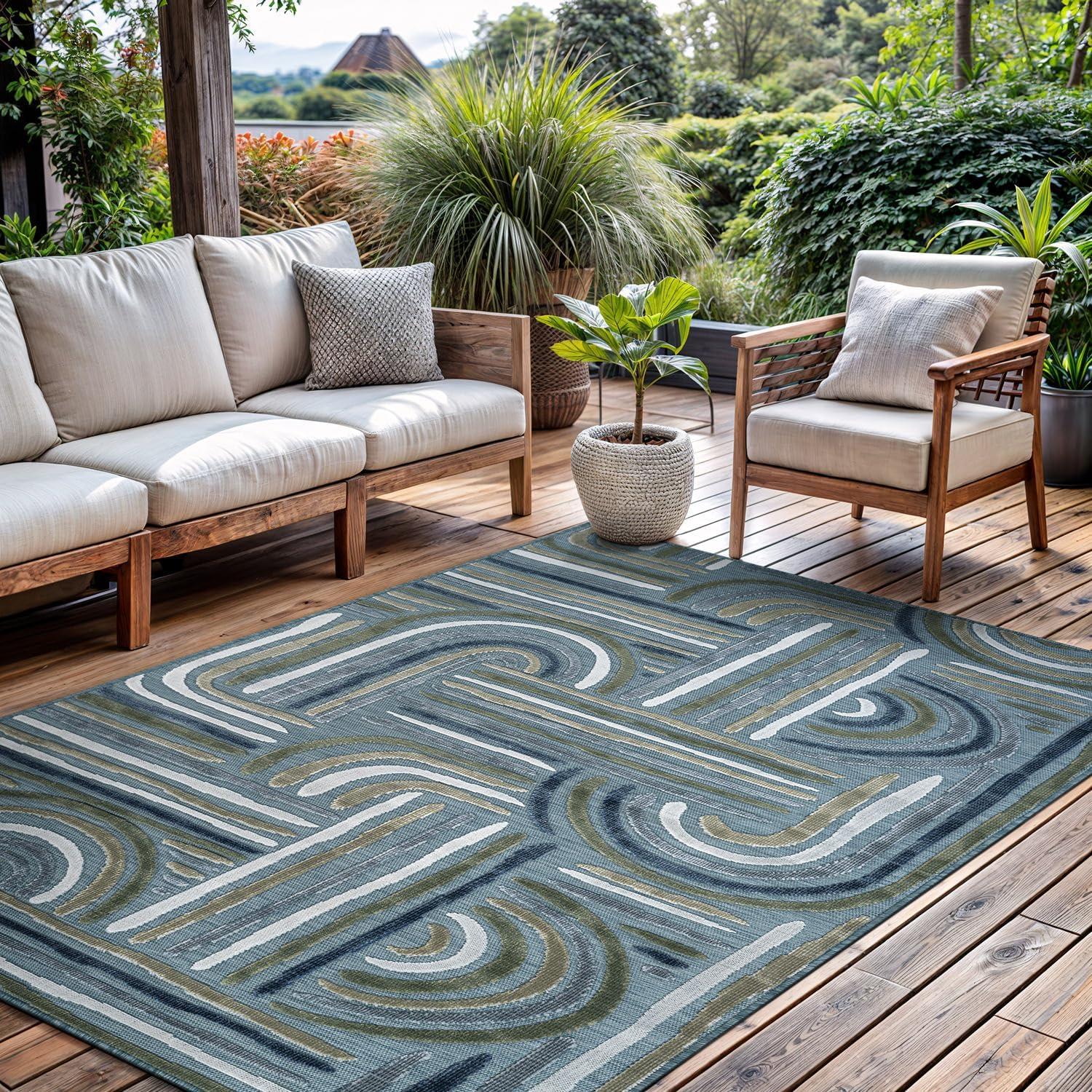 image:imageCAMILSON Runner Outdoor Rugs Oriental Retro Traditional Floral Medallion Area Rug 2x7 NonShedding Stain Resistant Indoor Carpet for Bathroom Hallway Kitchen Office 2 x 7 Beige3004 Aqua