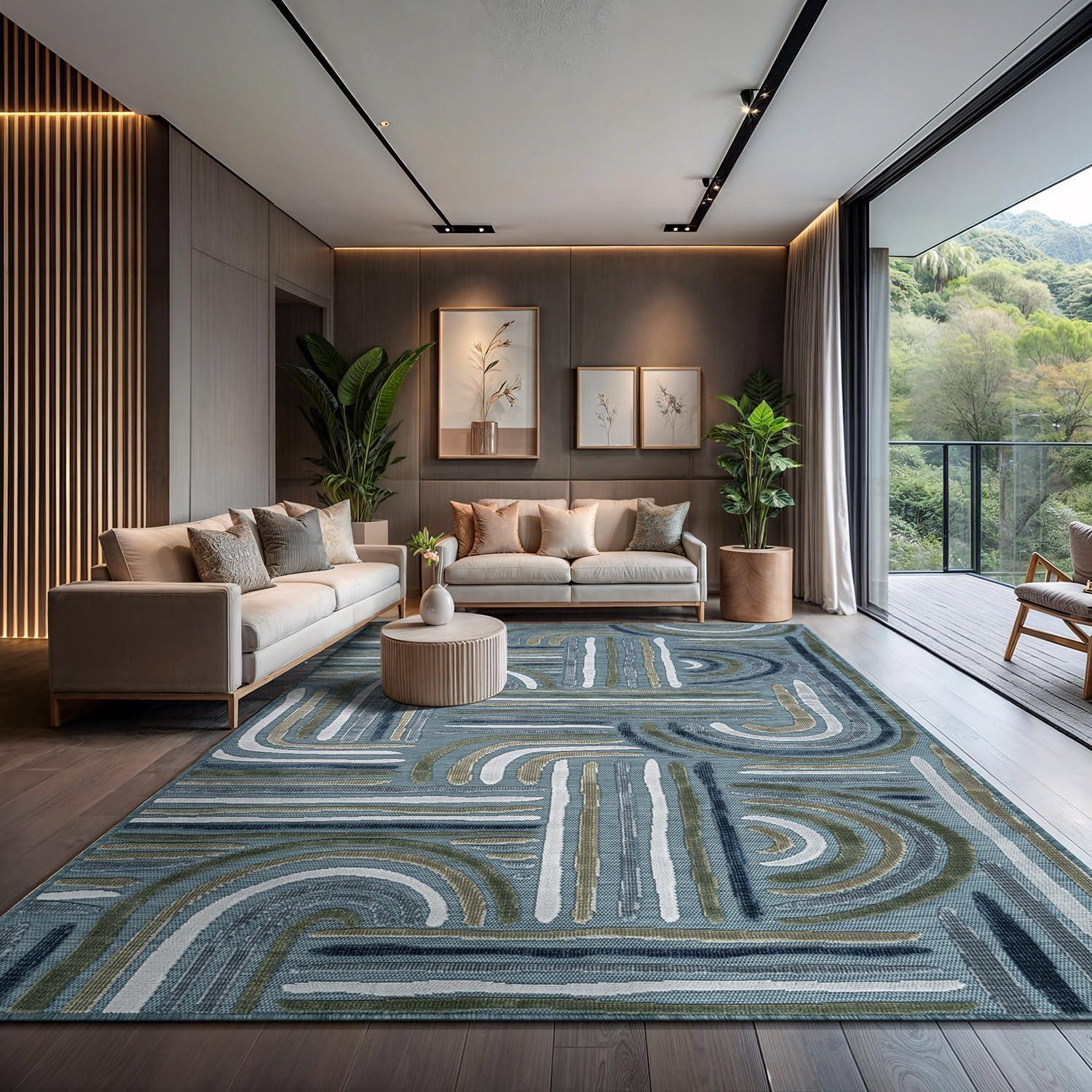 image:imageCAMILSON Runner Outdoor Rugs Oriental Retro Traditional Floral Medallion Area Rug 2x7 NonShedding Stain Resistant Indoor Carpet for Bathroom Hallway Kitchen Office 2 x 7 Beige3004 Aqua