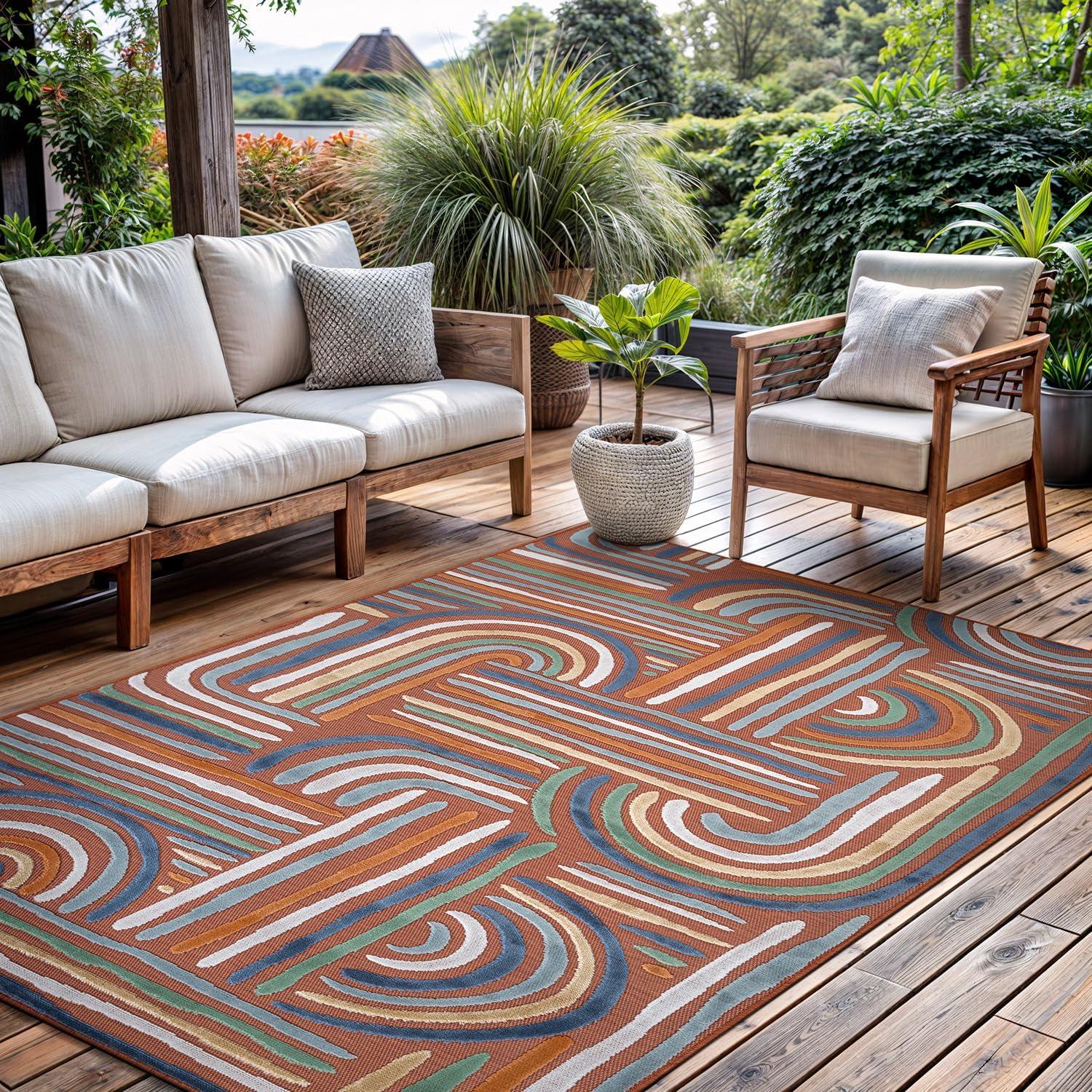 image:imageCAMILSON Runner Outdoor Rugs Oriental Retro Traditional Floral Medallion Area Rug 2x7 NonShedding Stain Resistant Indoor Carpet for Bathroom Hallway Kitchen Office 2 x 7 Beige3004 Orange