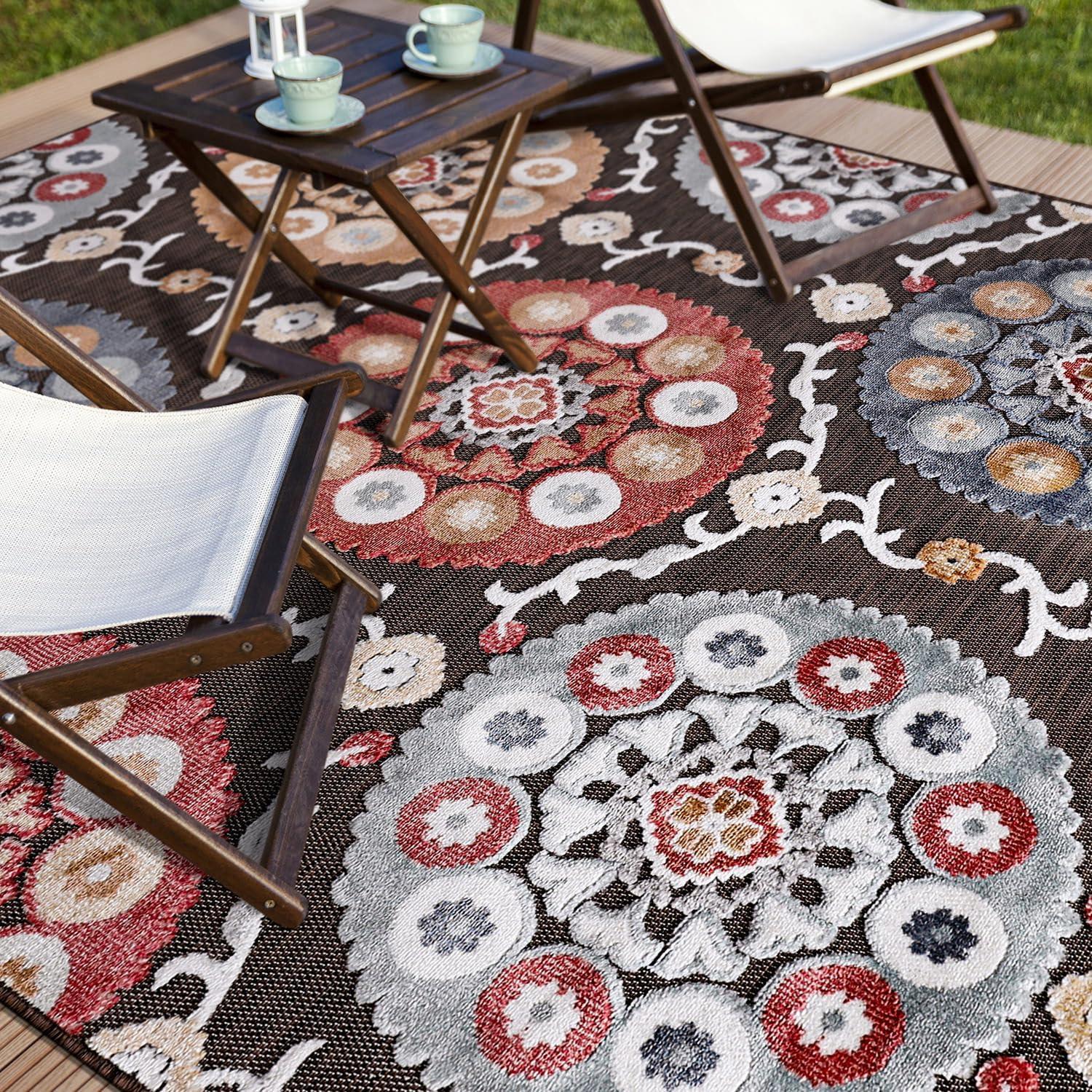 image:imageCAMILSON Runner Outdoor Rugs Oriental Retro Traditional Floral Medallion Area Rug 2x7 NonShedding Stain Resistant Indoor Carpet for Bathroom Hallway Kitchen Office 2 x 7 Beige3003 Brown