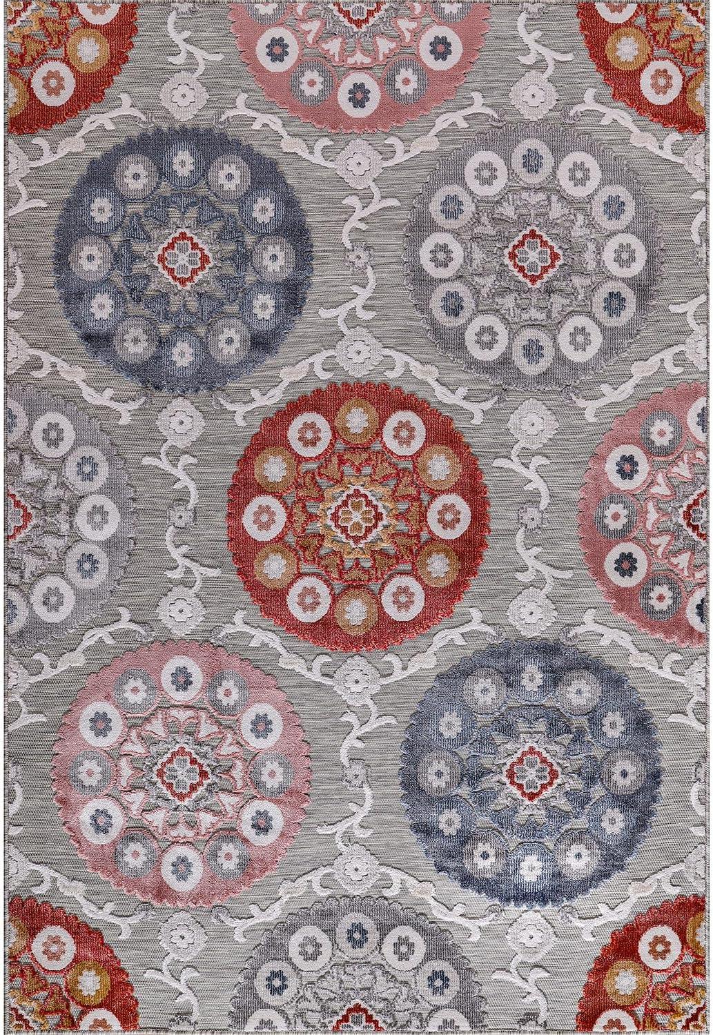 image:imageCAMILSON Runner Outdoor Rugs Oriental Retro Traditional Floral Medallion Area Rug 2x7 NonShedding Stain Resistant Indoor Carpet for Bathroom Hallway Kitchen Office 2 x 7 Beige3003 Multi Color