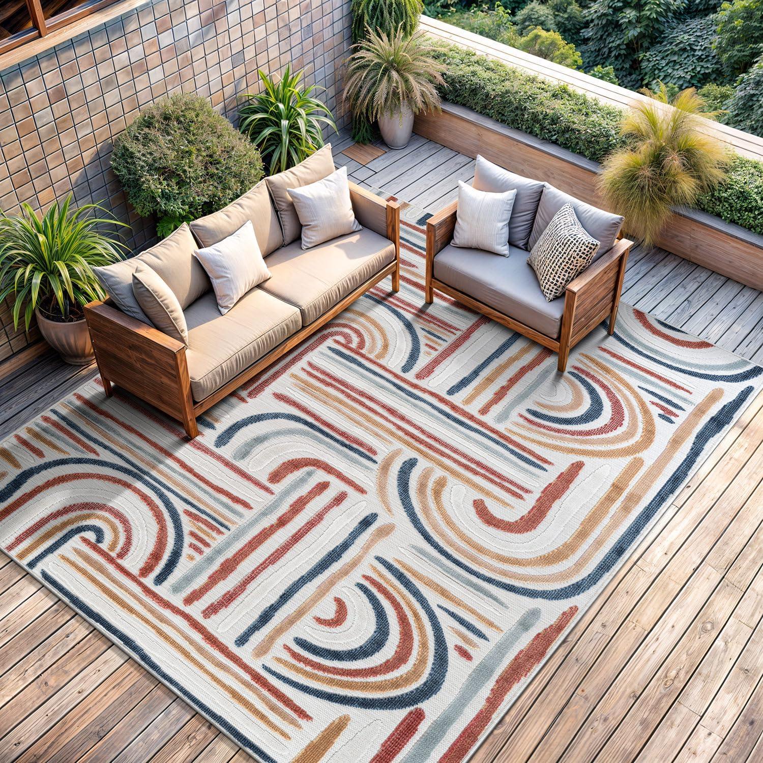 image:imageCAMILSON Runner Outdoor Rugs Oriental Retro Traditional Floral Medallion Area Rug 2x7 NonShedding Stain Resistant Indoor Carpet for Bathroom Hallway Kitchen Office 2 x 7 Beige3004 Multicolor