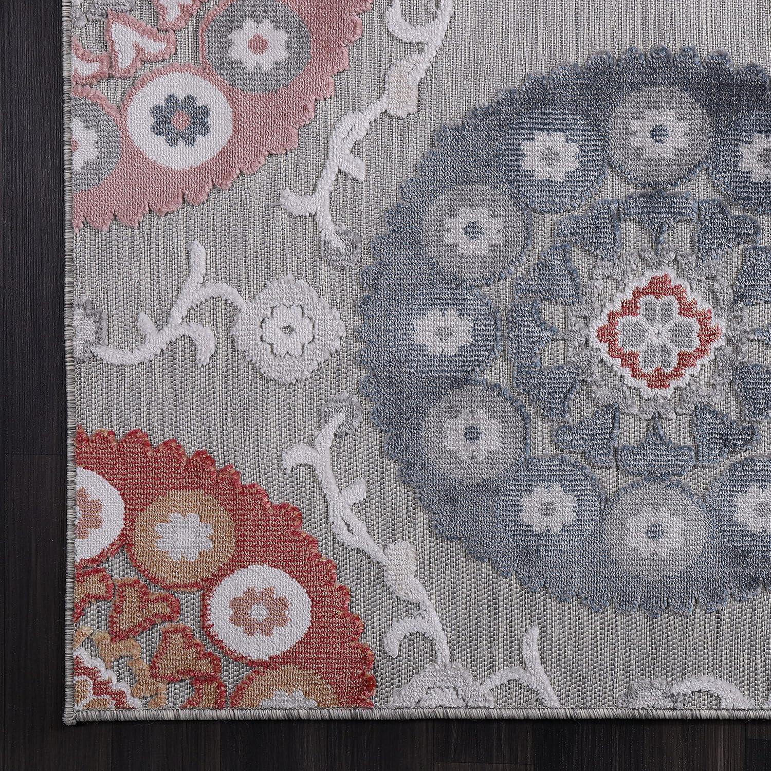 image:imageCAMILSON Runner Outdoor Rugs Oriental Retro Traditional Floral Medallion Area Rug 2x7 NonShedding Stain Resistant Indoor Carpet for Bathroom Hallway Kitchen Office 2 x 7 Beige3003 Multi Color