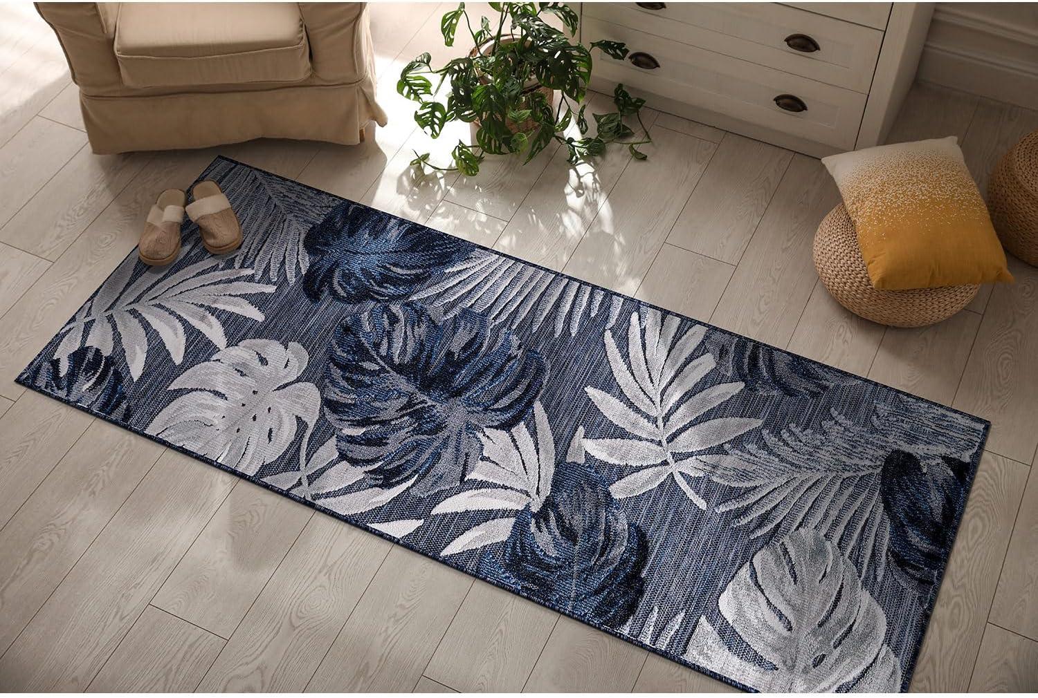 image:imageCAMILSON Runner Outdoor Rugs Oriental Retro Traditional Floral Medallion Area Rug 2x7 NonShedding Stain Resistant Indoor Carpet for Bathroom Hallway Kitchen Office 2 x 7 Beige3002 Navy
