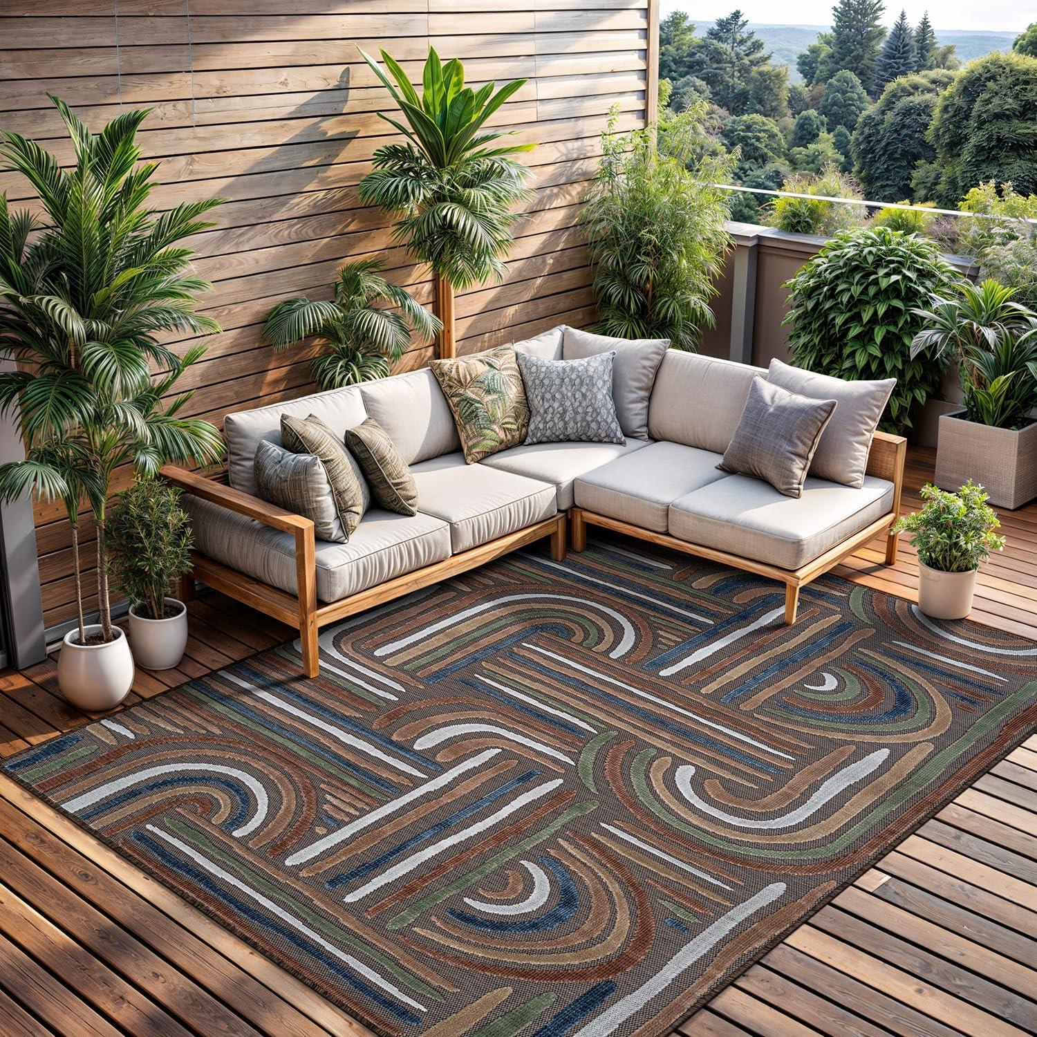 image:imageCAMILSON Runner Outdoor Rugs Oriental Retro Traditional Floral Medallion Area Rug 2x7 NonShedding Stain Resistant Indoor Carpet for Bathroom Hallway Kitchen Office 2 x 7 Beige3004 Brown